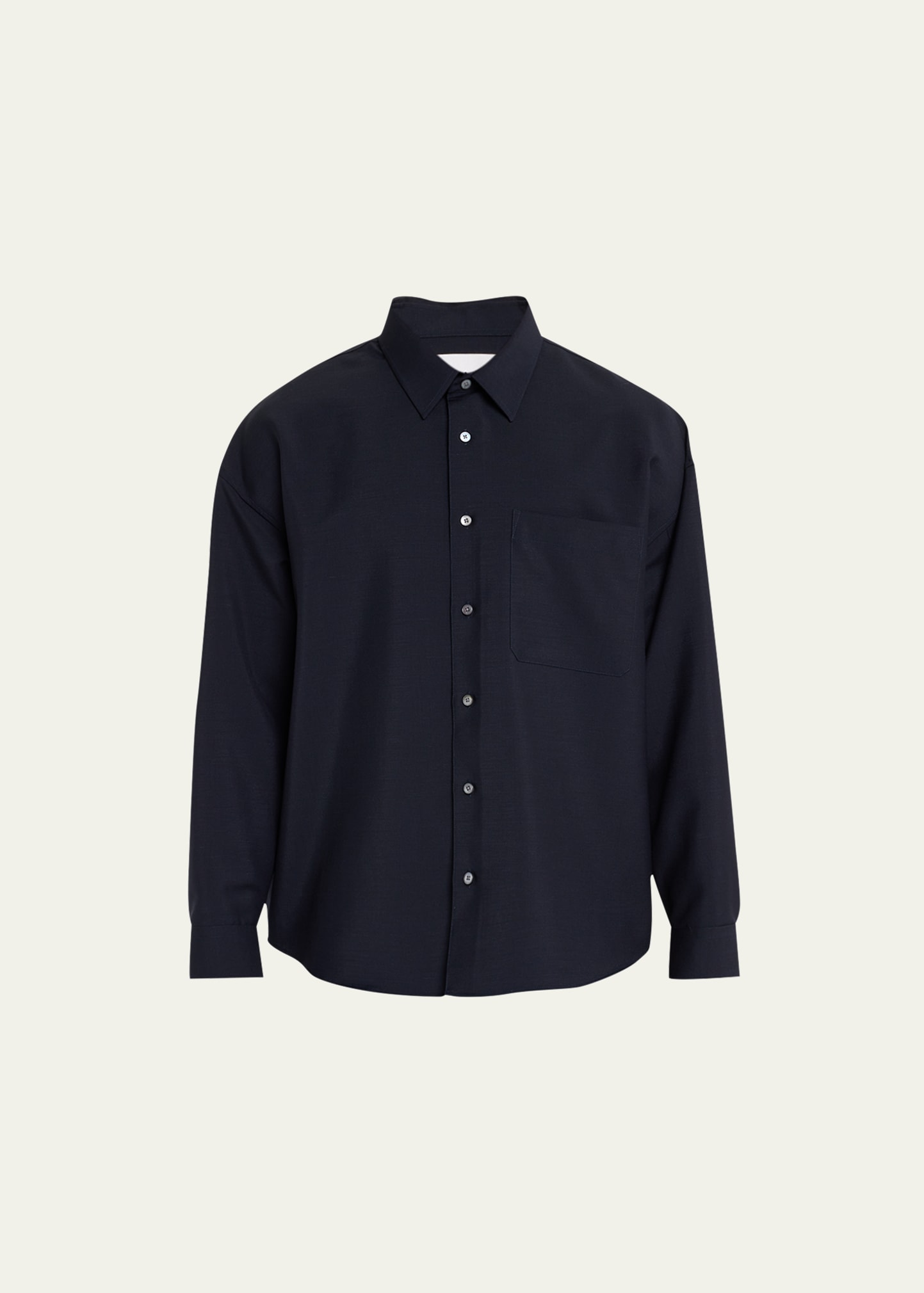 Frame Men's Relaxed Wool-mohair Button-down Shirt In Dark Navy