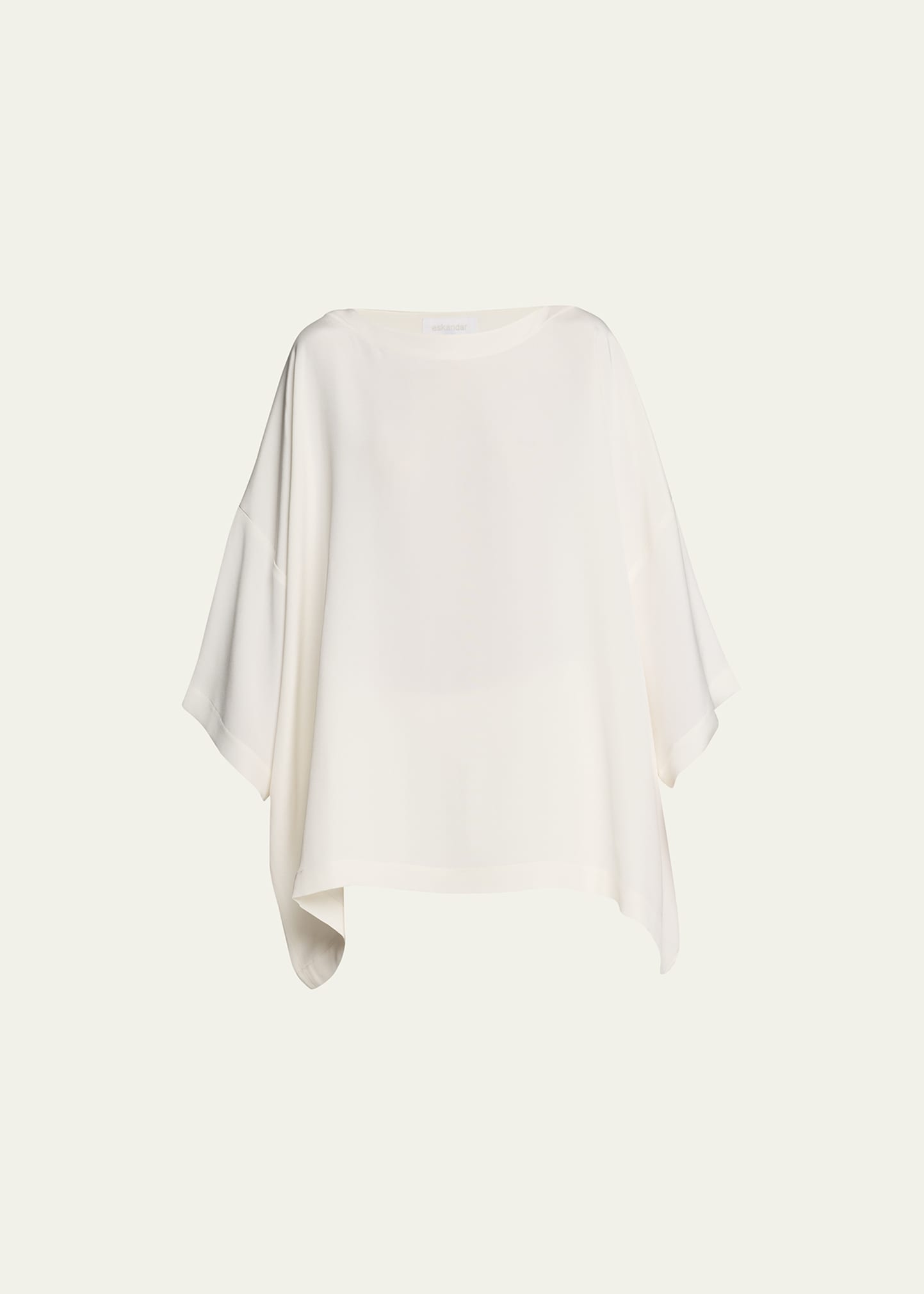 Shop Eskandar Three-quarter Sleeve Bateau Neck Tunic Top (long) In White