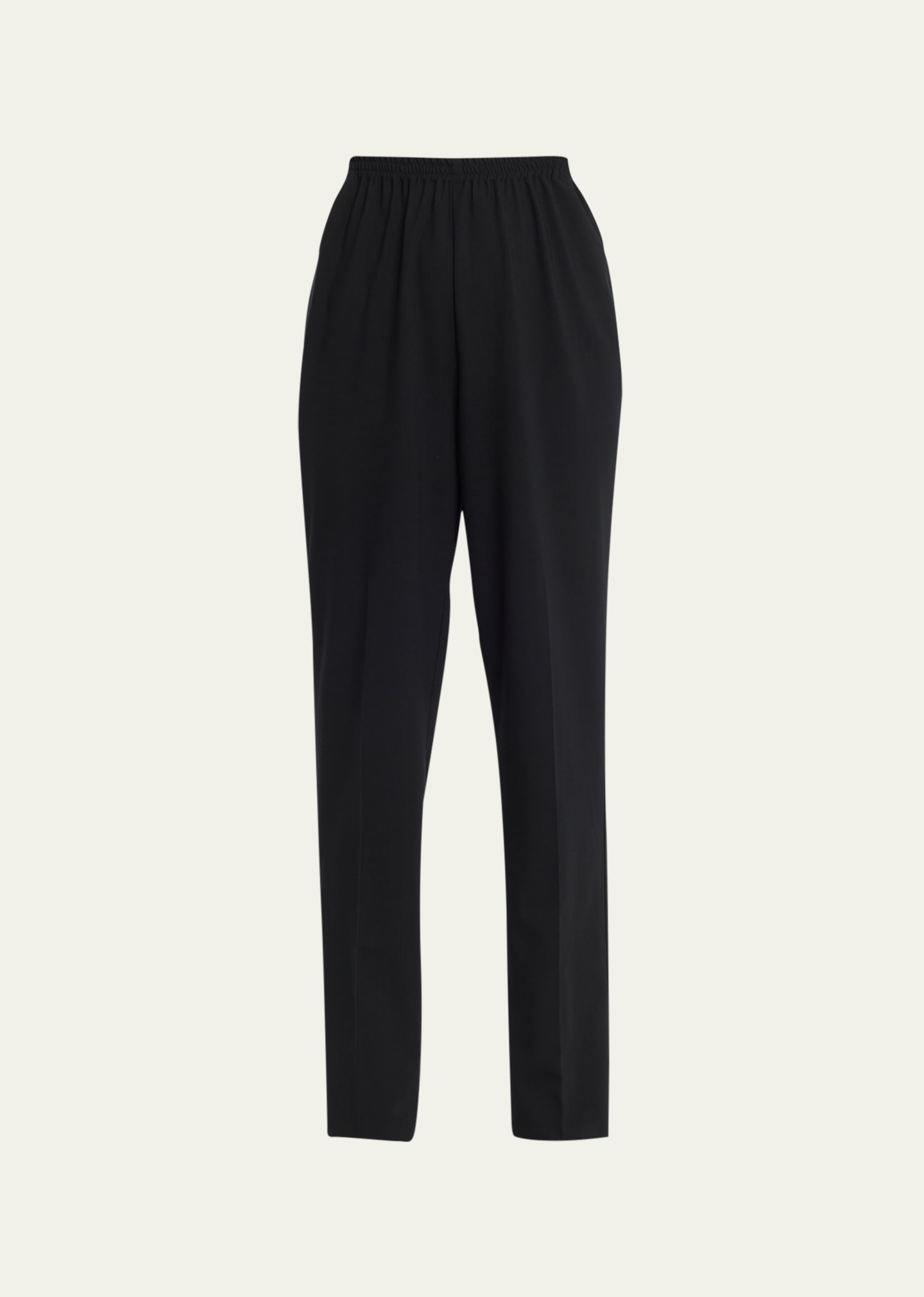 Eskandar Narrow Elastic Waist Wool Trousers In Black