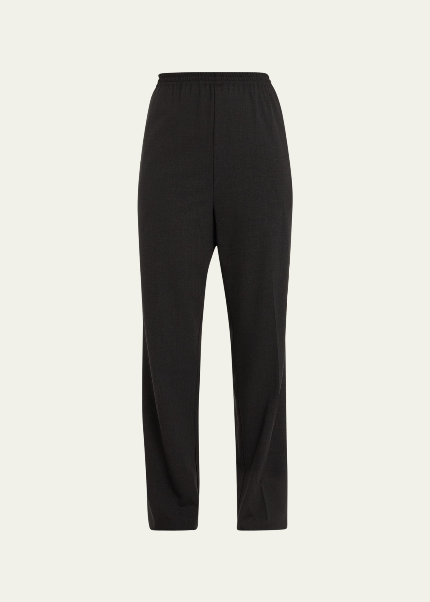 Eskandar Narrow Elastic Waist Wool Trousers In Coal