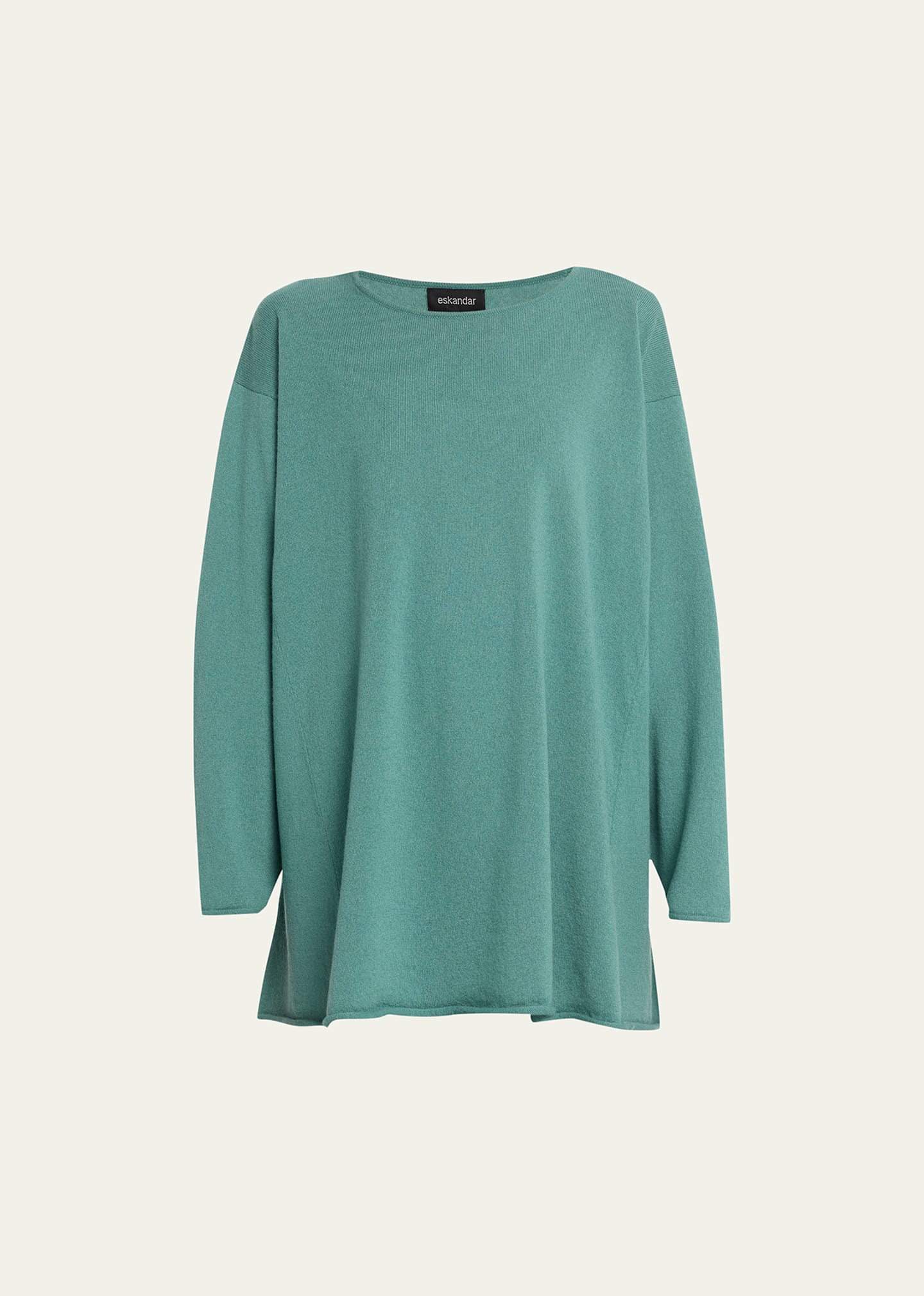 Side-Paneled A-Line Bateau Neck Sweater (Long)