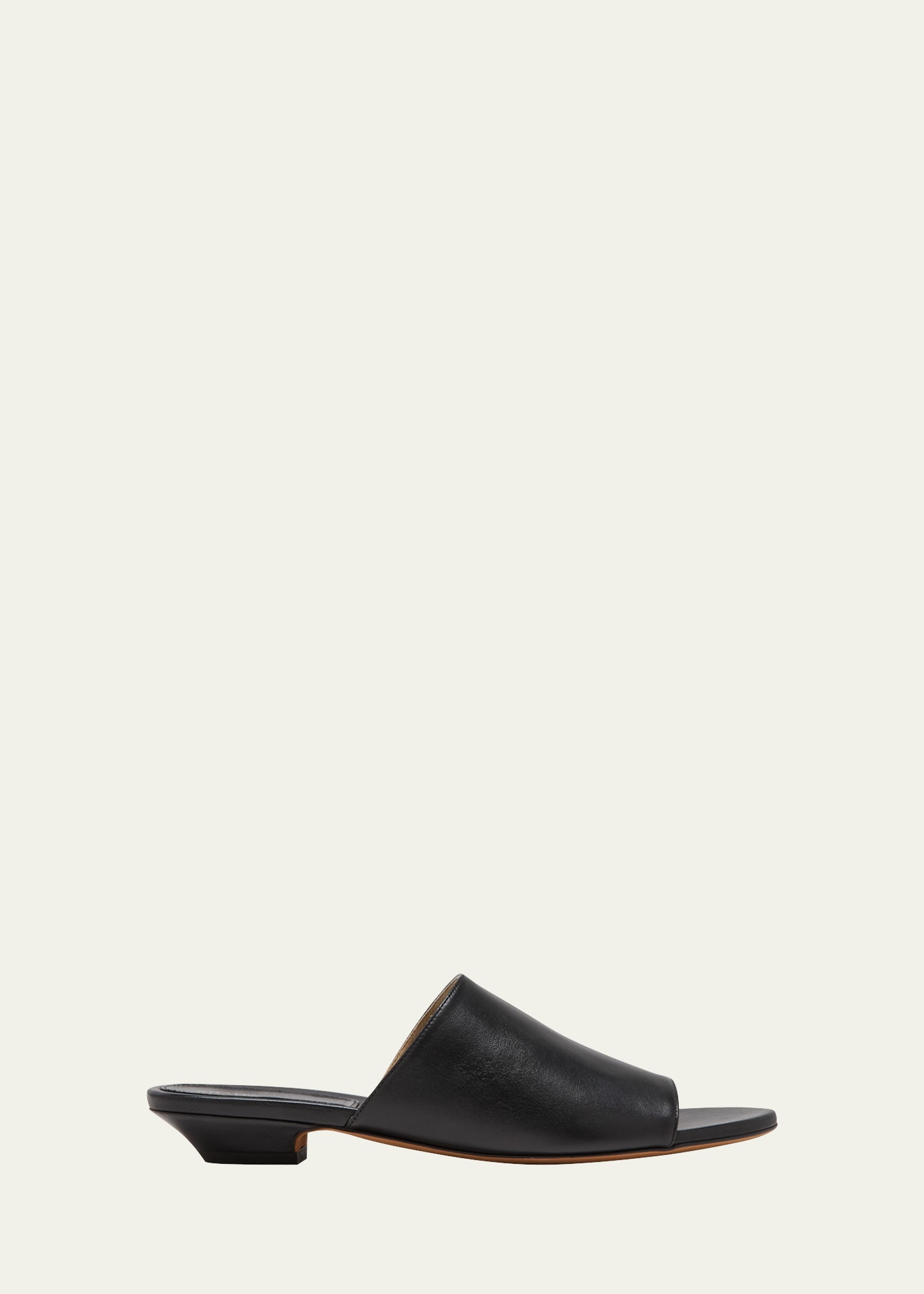 Shop Khaite Marion Leather Slide Sandals In Black