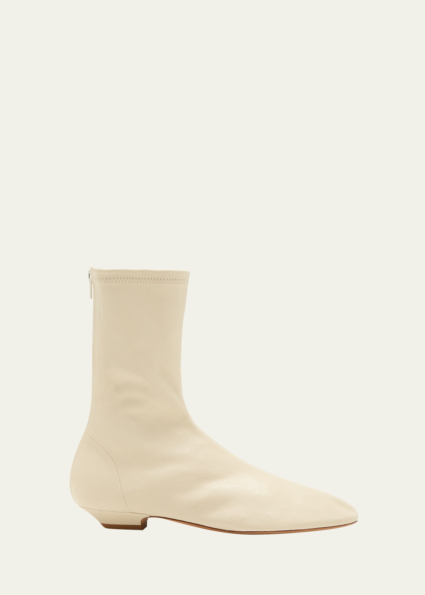Khaite Apollo Leather Zip Ankle Boots In Off White