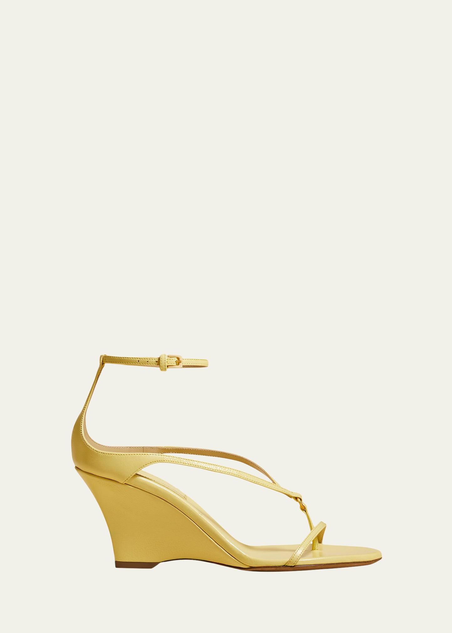 Khaite Marion Leather Sandals In Pale Yellow
