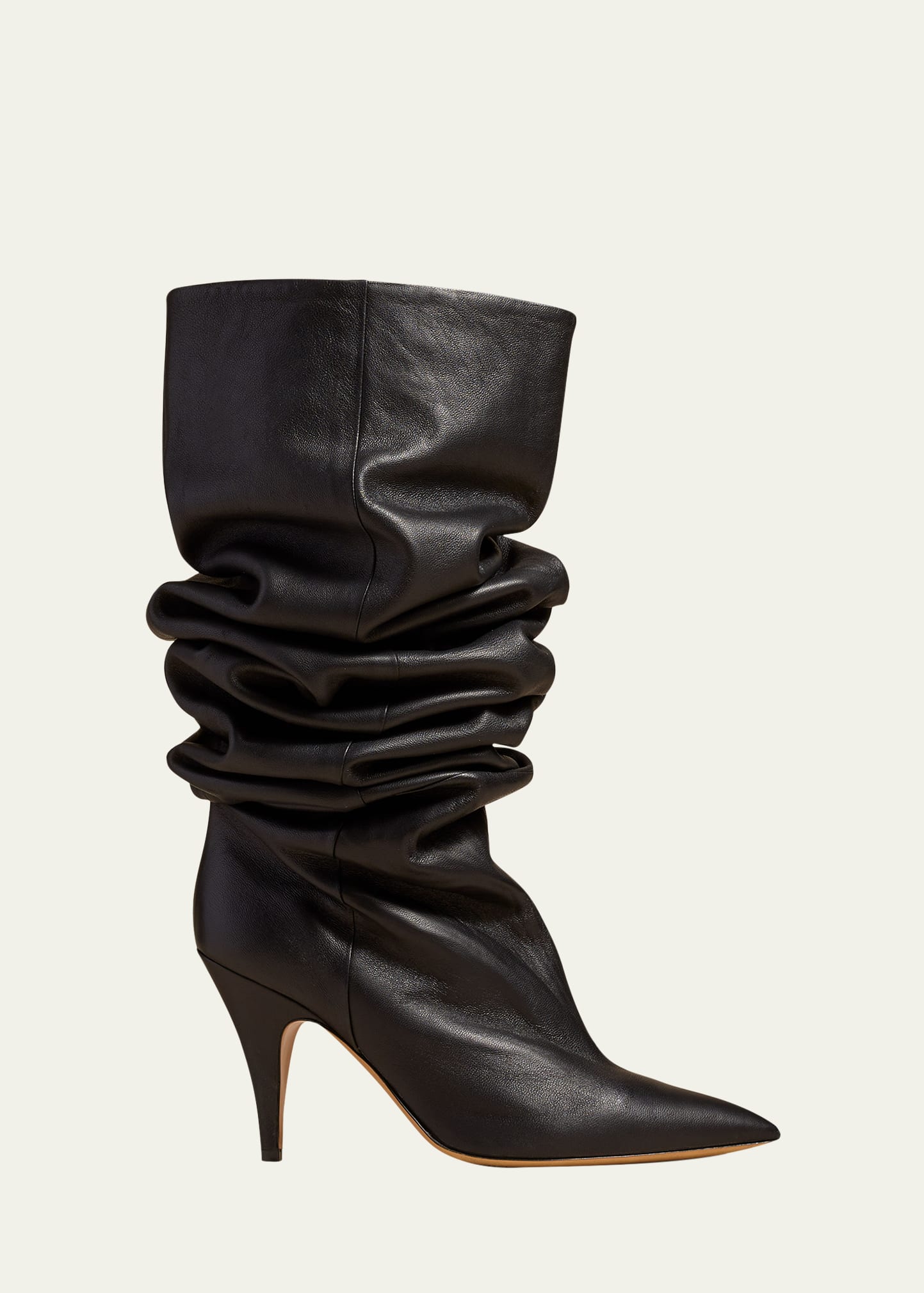 KHAITE RIVER SLOUCHY LEATHER MID BOOTS