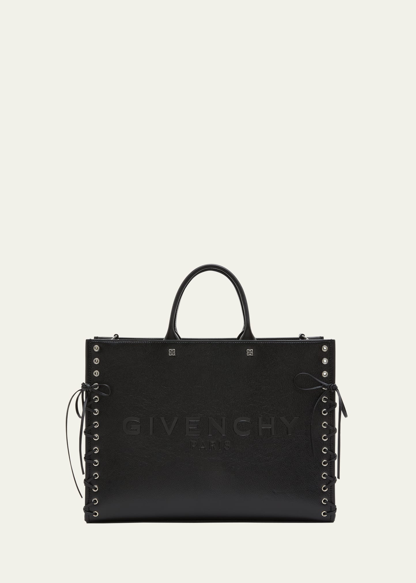 GIVENCHY MEDIUM G-TOTE SHOPPING BAG IN LEATHER WITH CORSET STRAPS