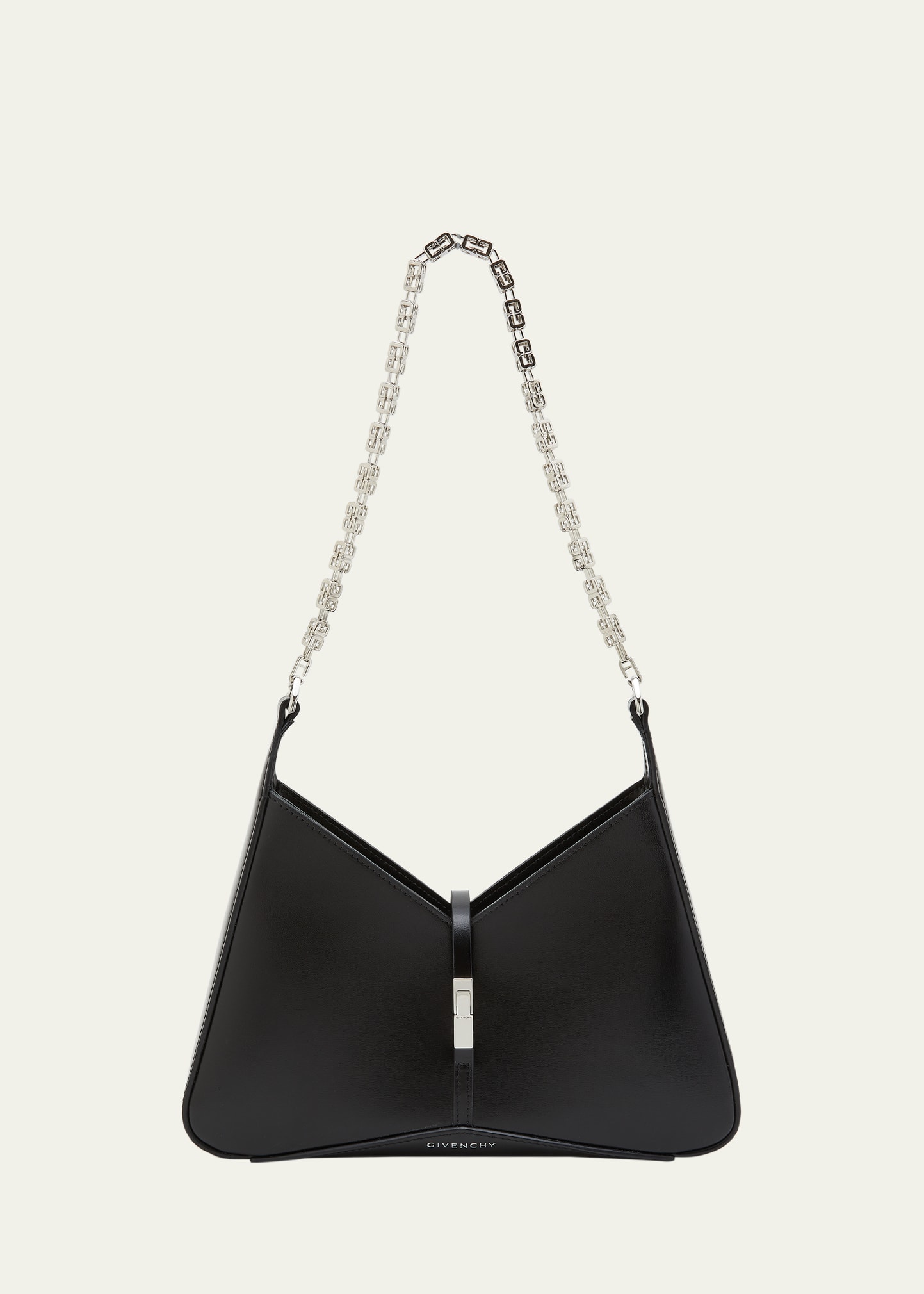 Small Cutout Zip Shoulder Bag in Leather