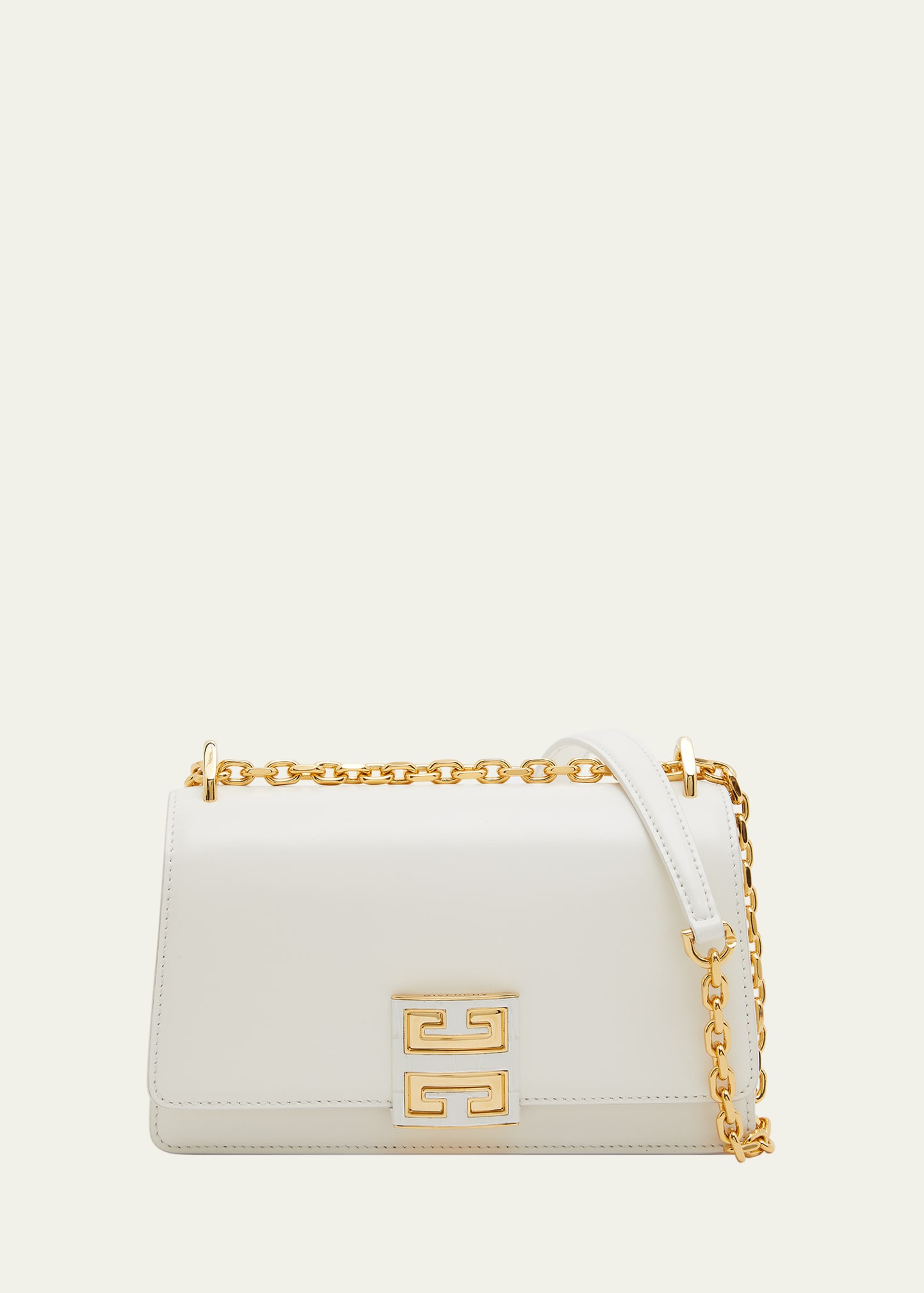 Givenchy Small 4g Shoulder Bag In Leather With Sliding Chain Strap In 105 Ivory