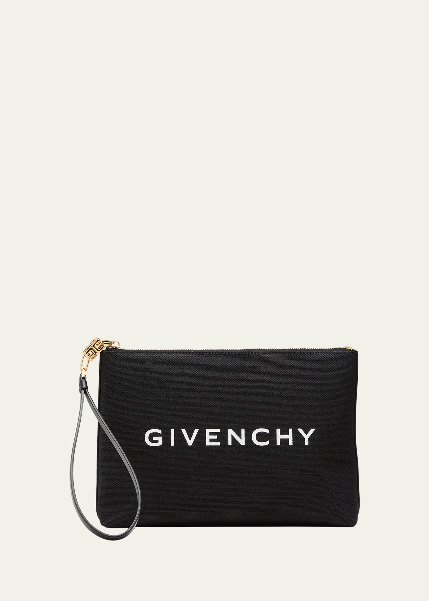 Givenchy Travel Logo Canvas Pouch Wristlet In 001 Black