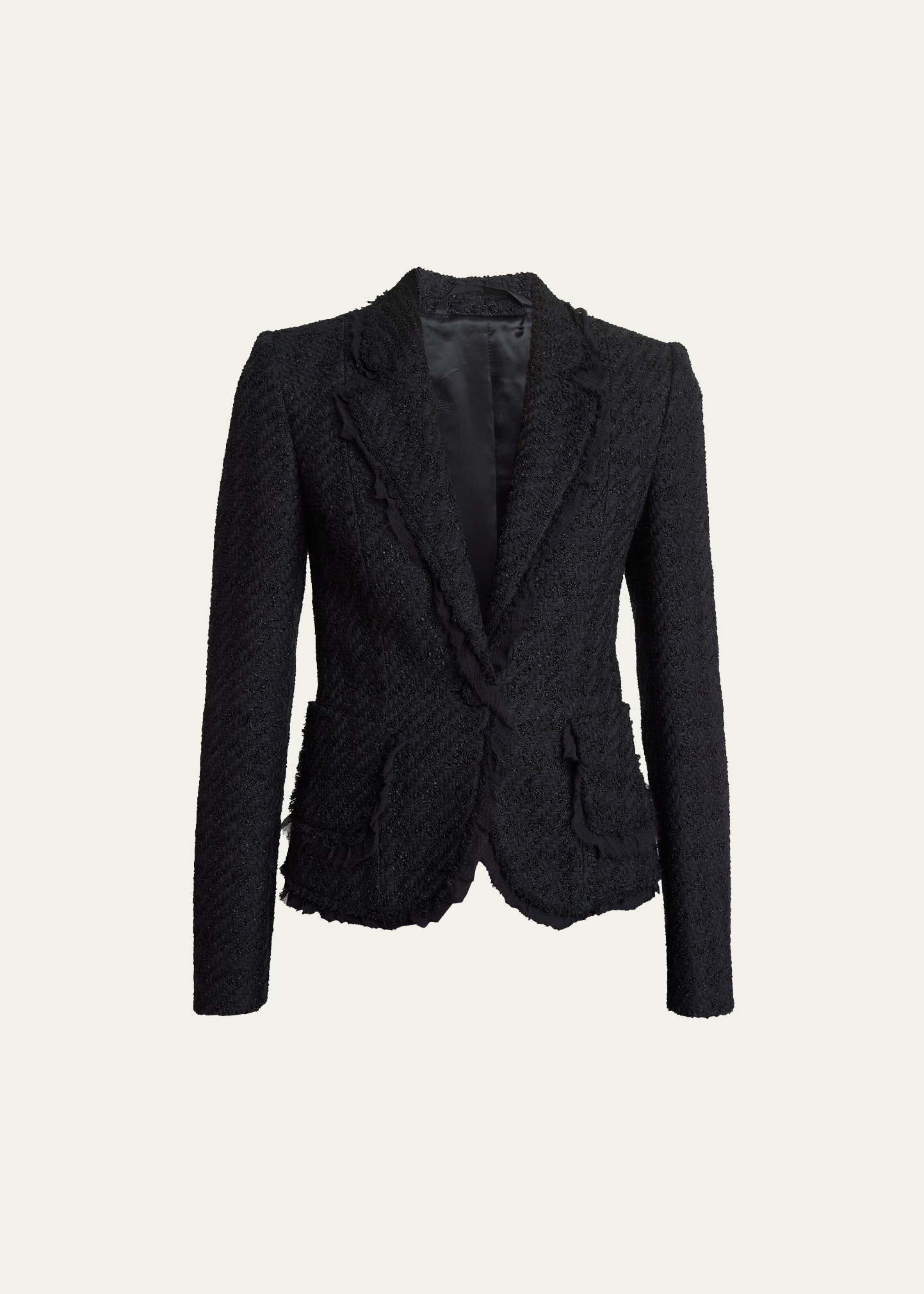 Givenchy Single-breasted Tweed Blazer Jacket In Black