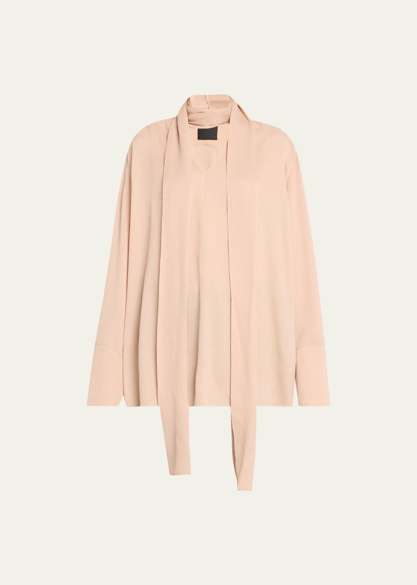 Shop Givenchy Lavaliere Scarf-neck Silk Blouse In Beige Pink