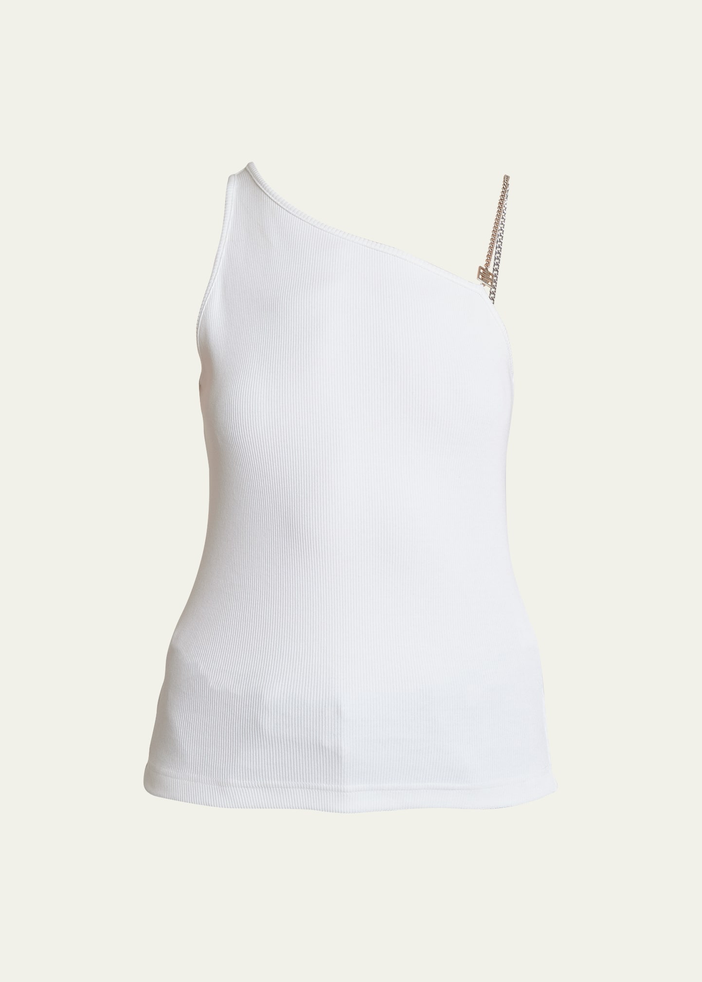 Shop Givenchy One-shoulder 4g Logo Chain Tank Top In White