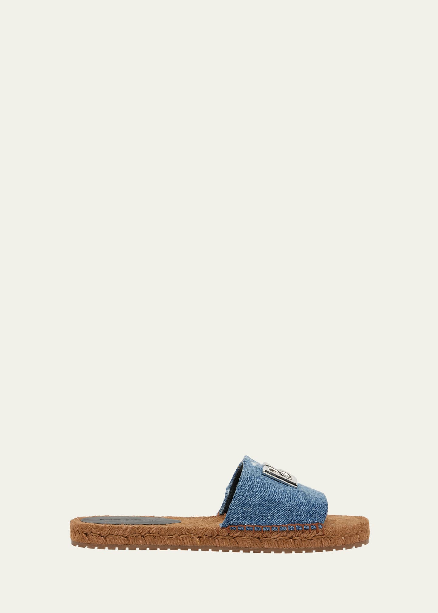 Dolce & Gabbana Dolce  Gabbana Logo-plaque Distressed Denim Espadrilles In Blue