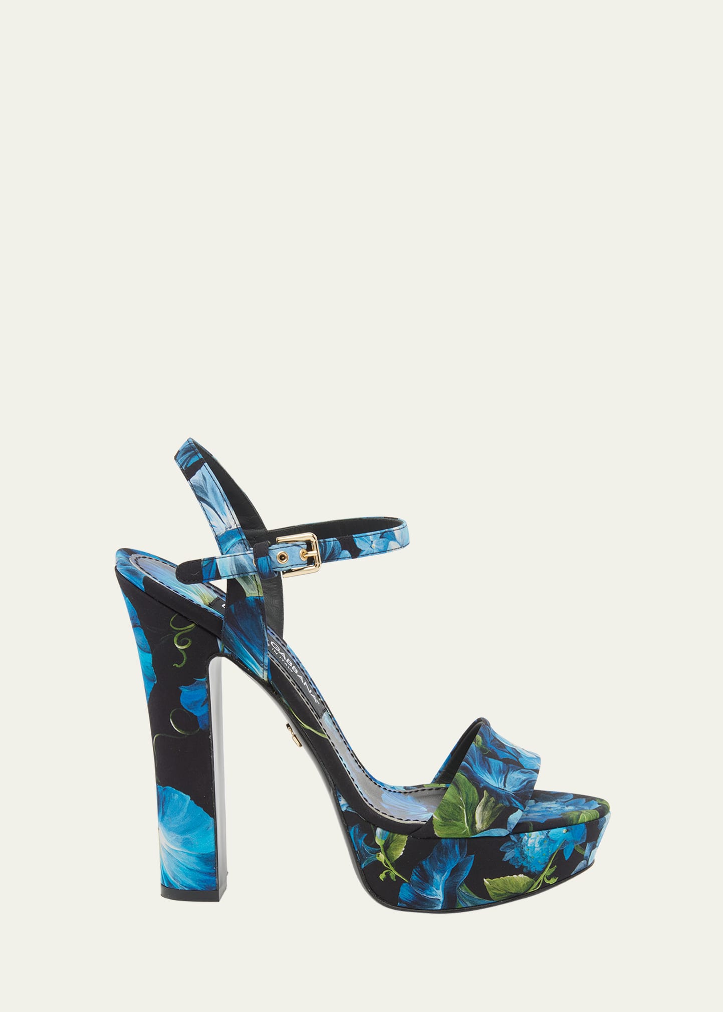 Dolce & Gabbana Floral Silk Ankle-strap Platform Sandals In Hn4yh Campanule