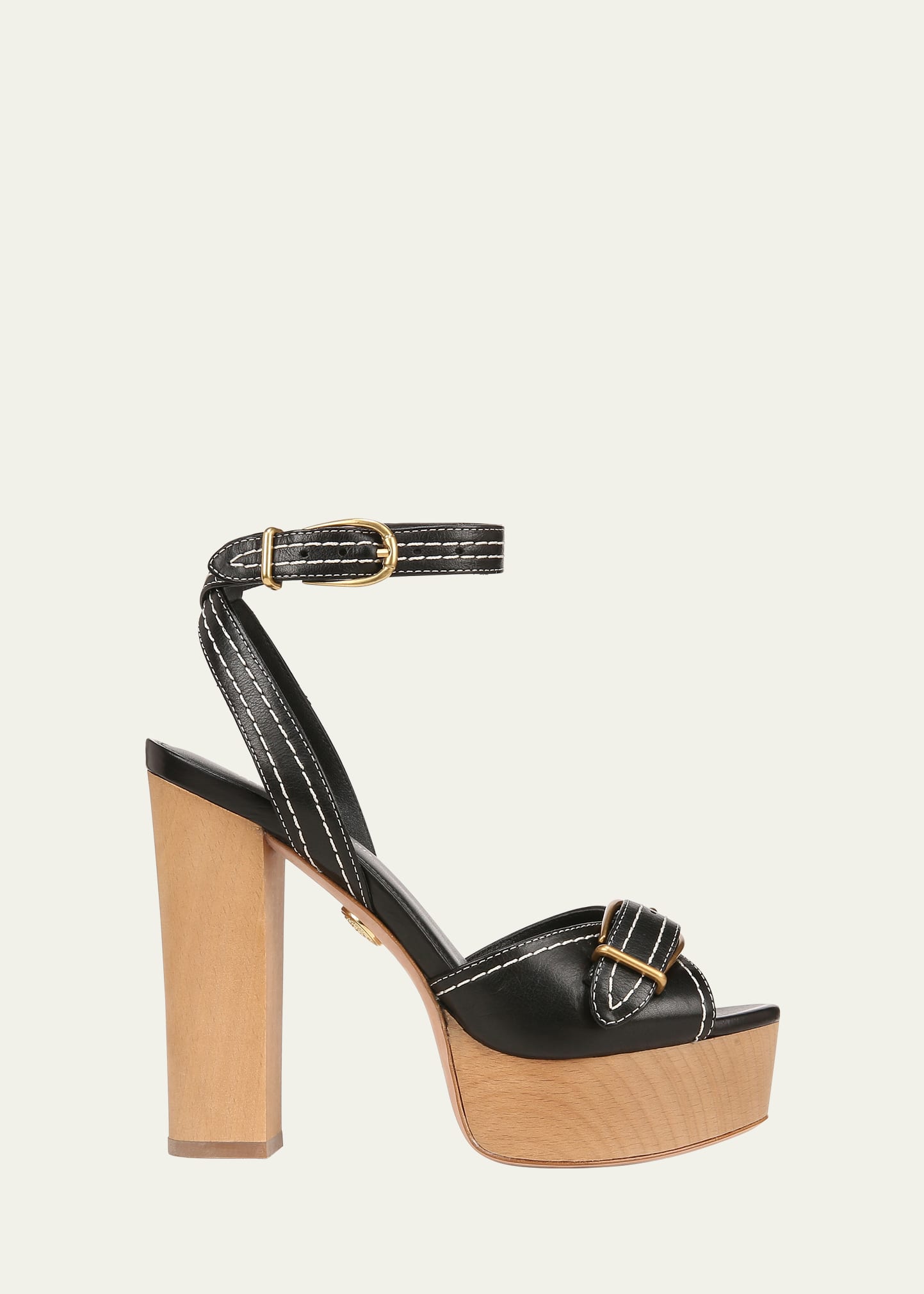 Veronica Beard Leonarda Leather Ankle-strap Platform Sandals In Black