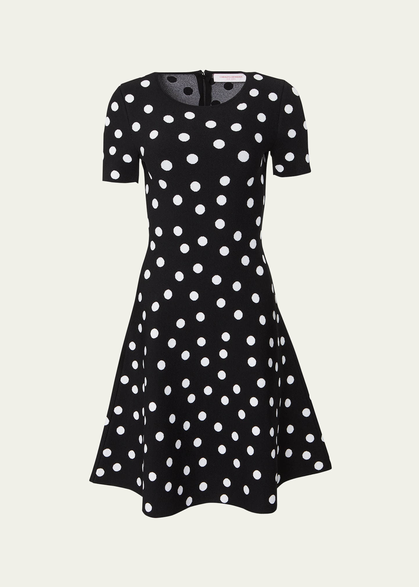 Polka-Dot Knit Flare Dress
