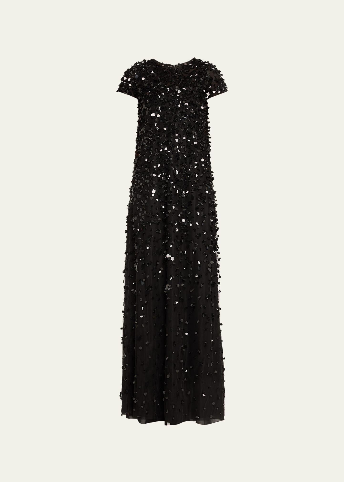 Carolina Herrera Embellished Sequin Gown In Black