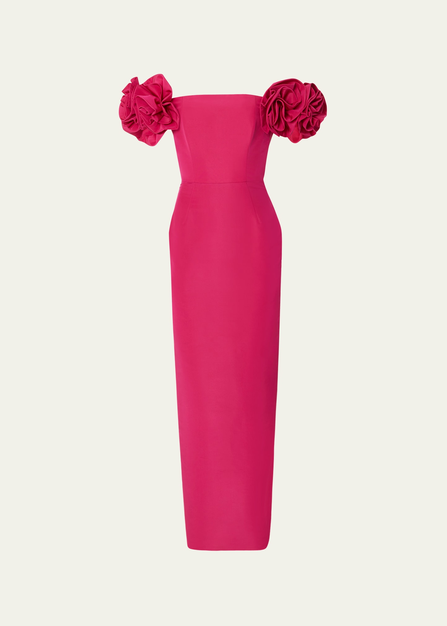Shop Carolina Herrera Off Shoulder Column Gown With Flower Detail In Begonia