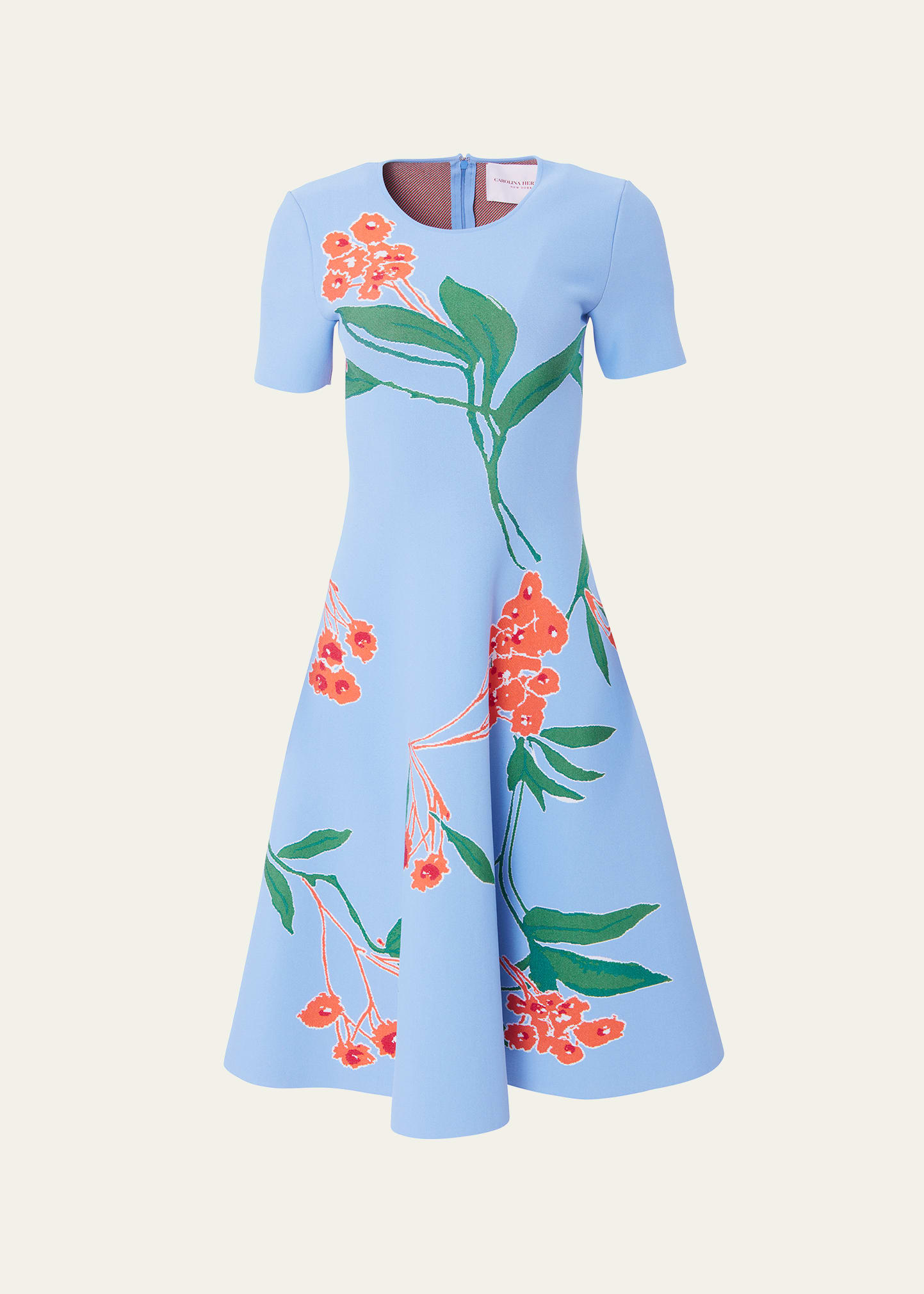 Floral Intarsia-Knit Flare Dress