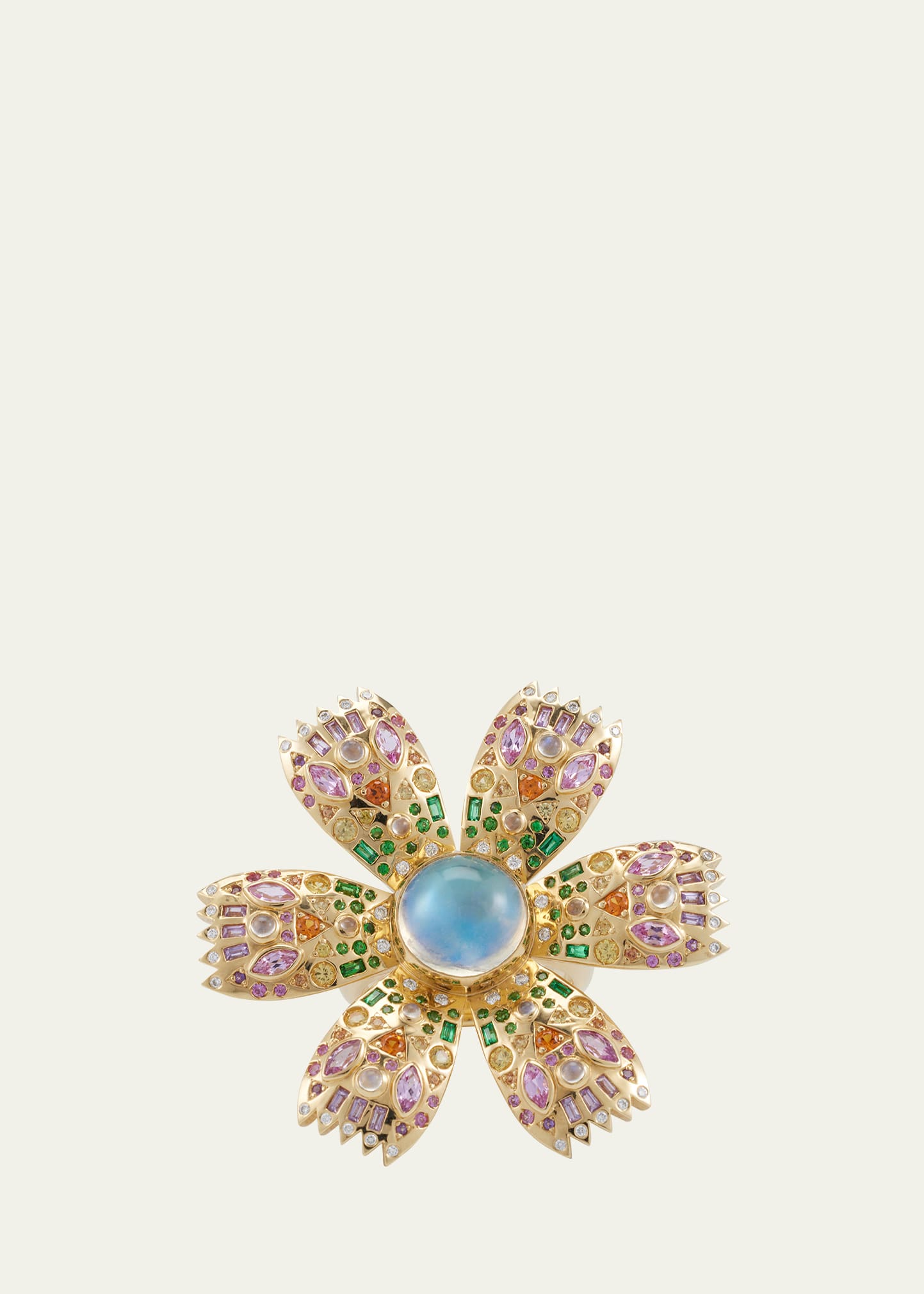 Harwell Godfrey Poppy Ring With Moonstone, Sapphires And Diamonds In Yg