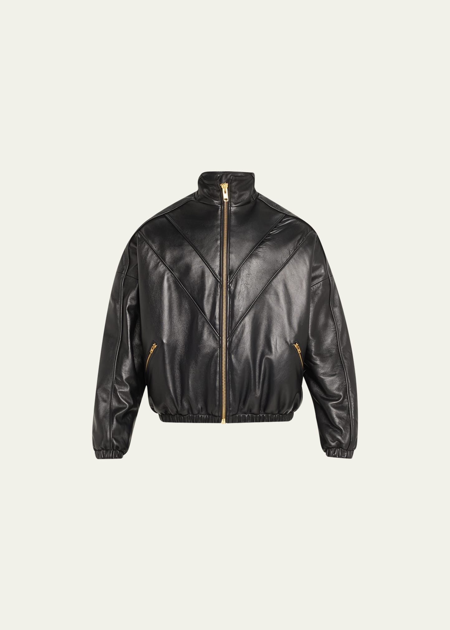 Willy Chavarria Men's Leather Track Jacket In Black
