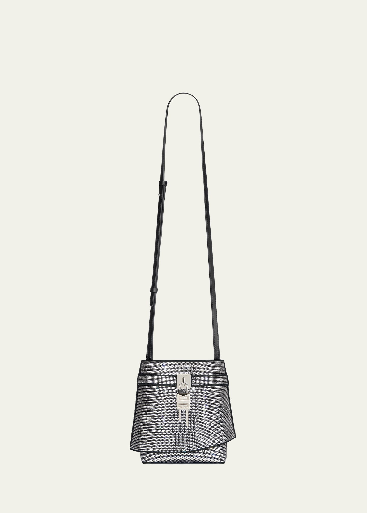 Shark Lock Bucket Bag in Embellished Leather