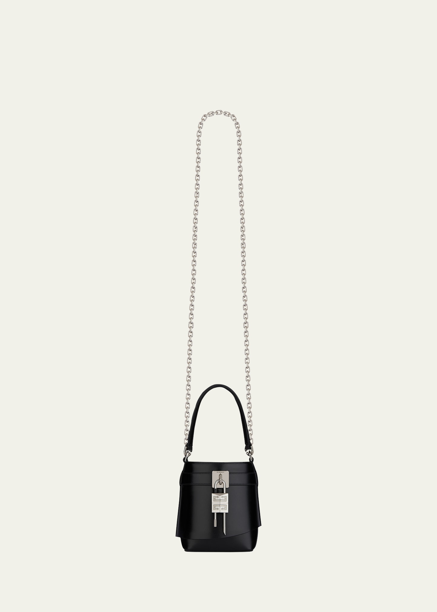 Givenchy Micro Shark Lock Bucket Bag In Leather In 105 Ivory