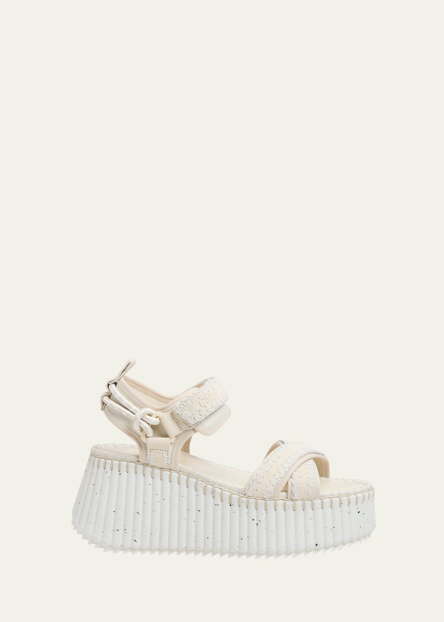 Chloé Nama Stitch Ankle-strap Flatform Sandals In White