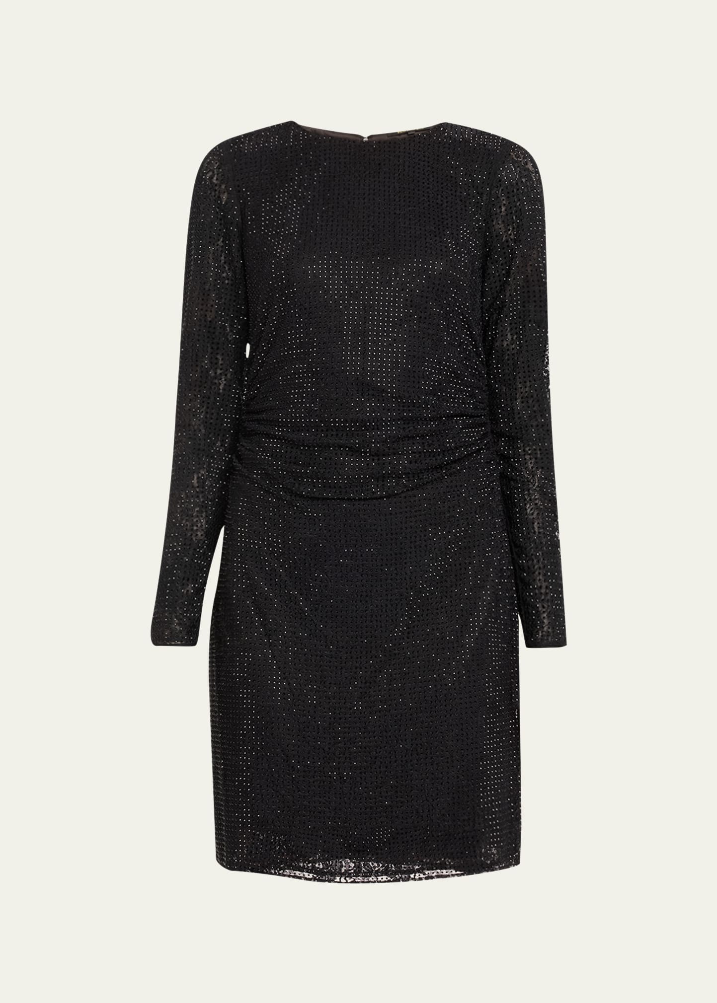 Kobi Halperin Sloane Ruched Rhinestone Mini Dress In Black