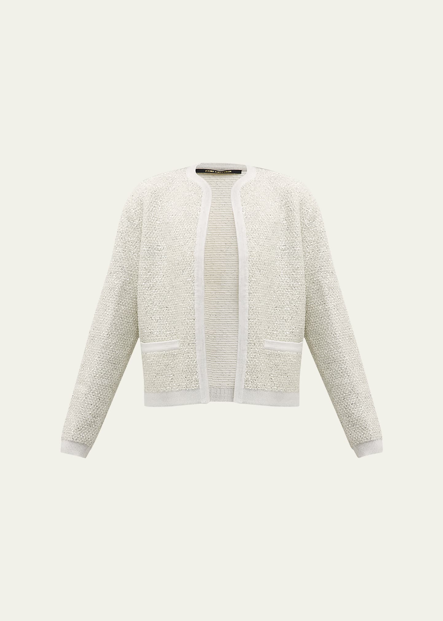 Shop Kobi Halperin Penelope Open-front Sequin Sweater In Ivory