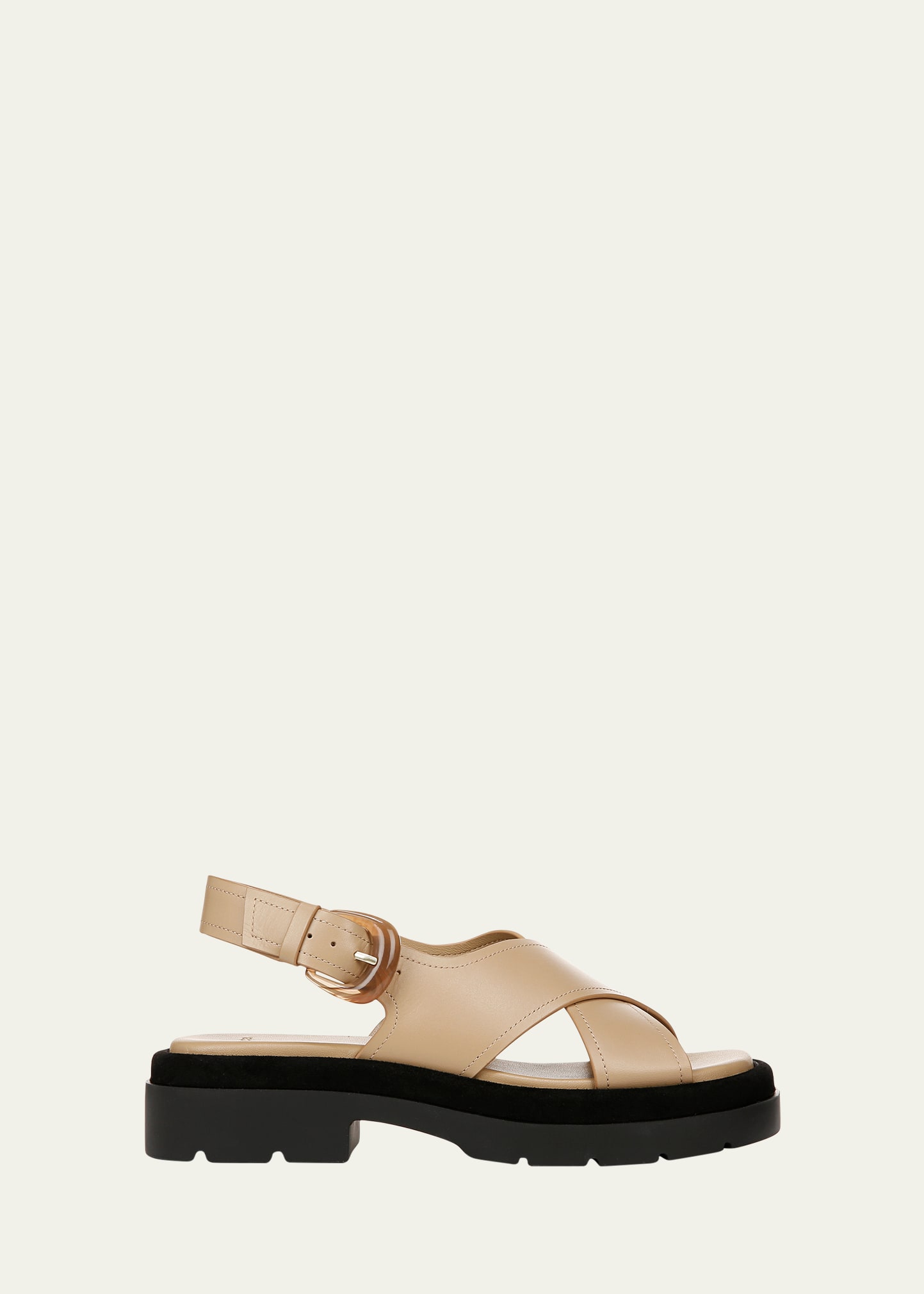 Shop Vince Helena Leather Crisscross Slingback Sandals In Dune Beige Leathe