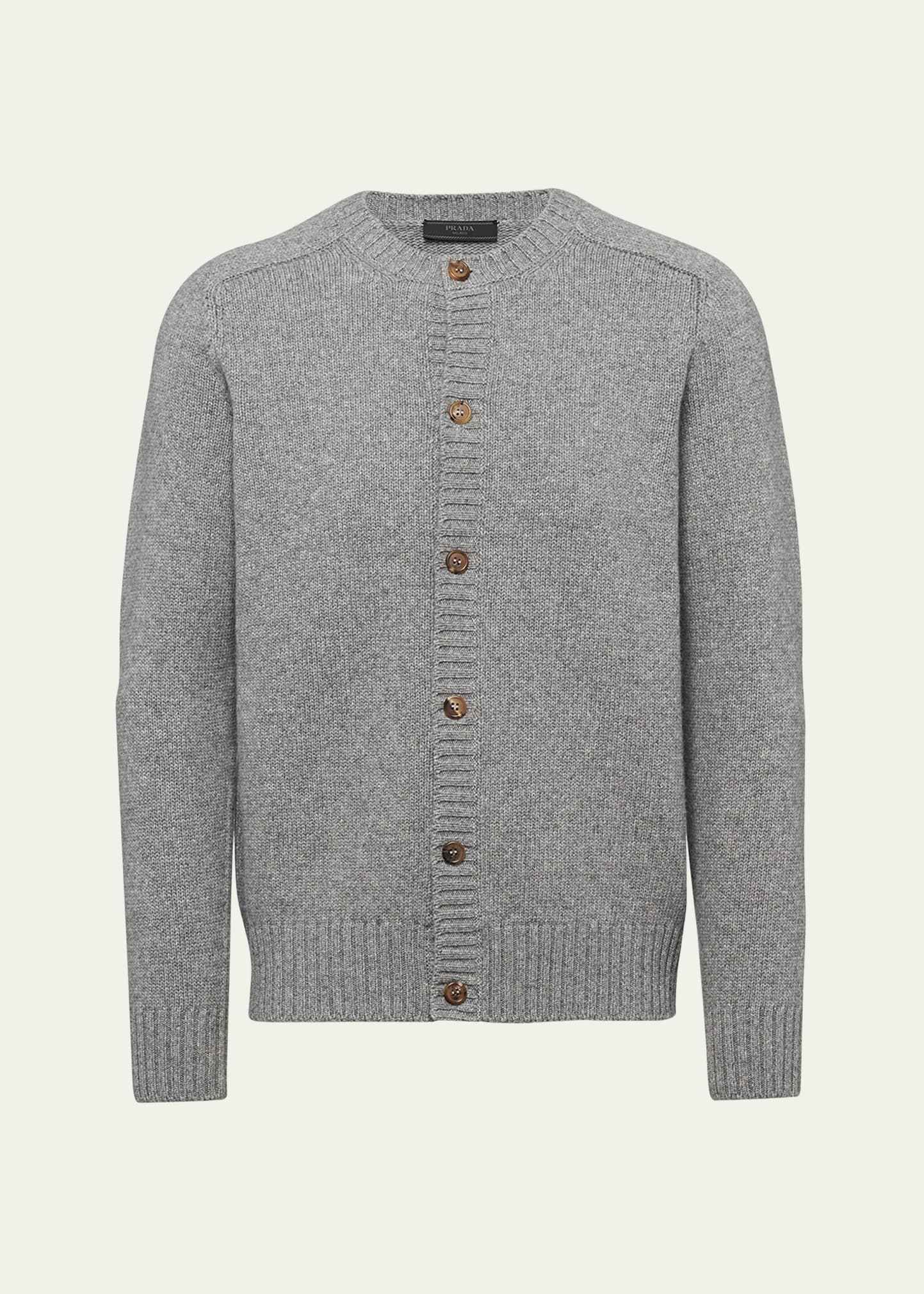 Shop Prada Men's Wool And Cashmere Button-front Cardigan In F0031 Grigio