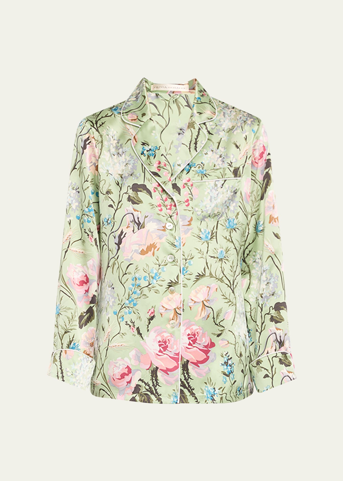 Lila Floral-Print Silk Pajama Set
