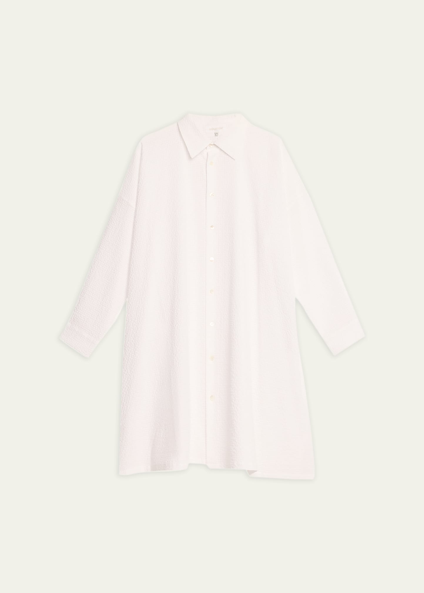 Wide A-Line Waffle Shirt With Collar (Very Long) With Slits