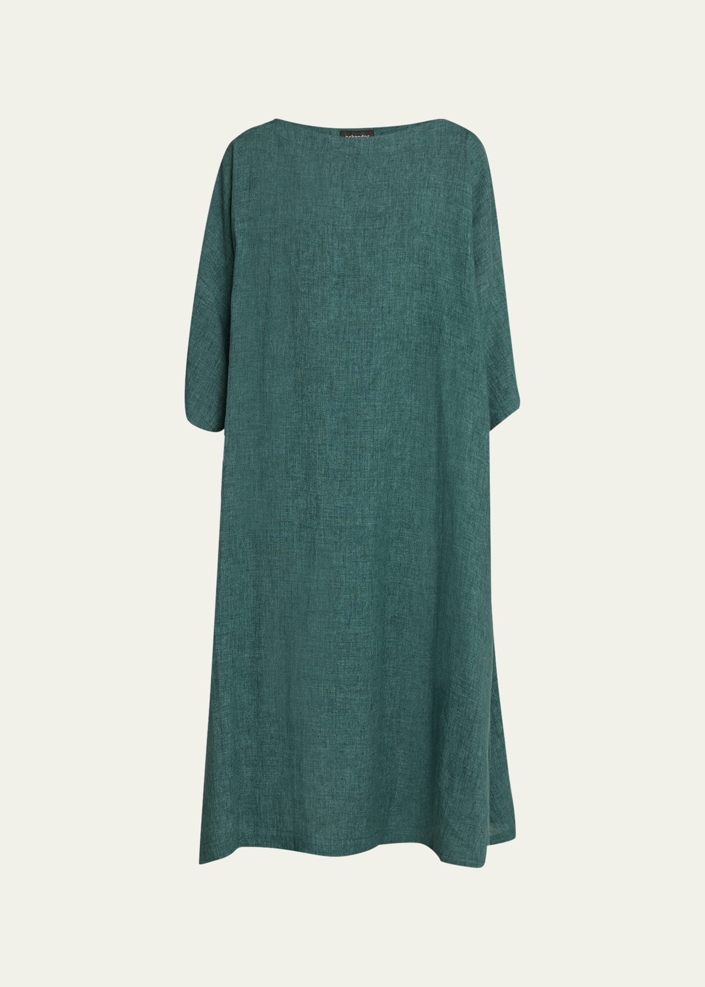 Eskandar Angle-to-front Side Seam Scoop Neck T-shirt Dress In Tealgreen