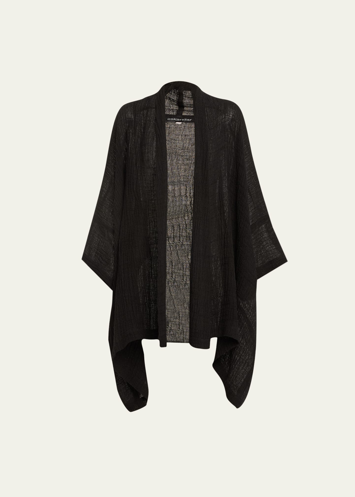 Shop Eskandar Wide Scrunch Shawl Collar Jacket (long Plus Length) In Black