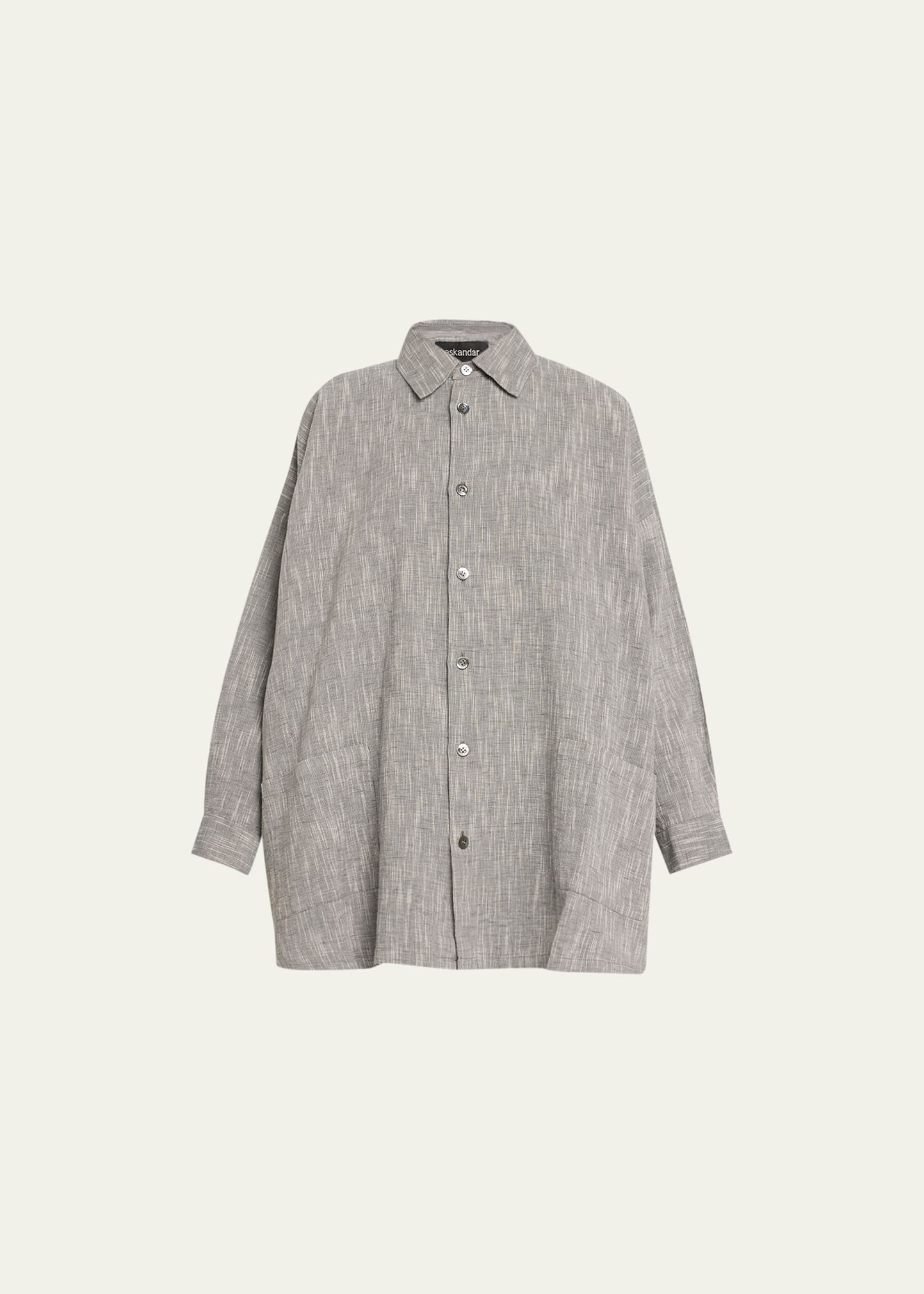 Eskandar Wide A-line Shirt Jacket With Collar (long Length) In Grey
