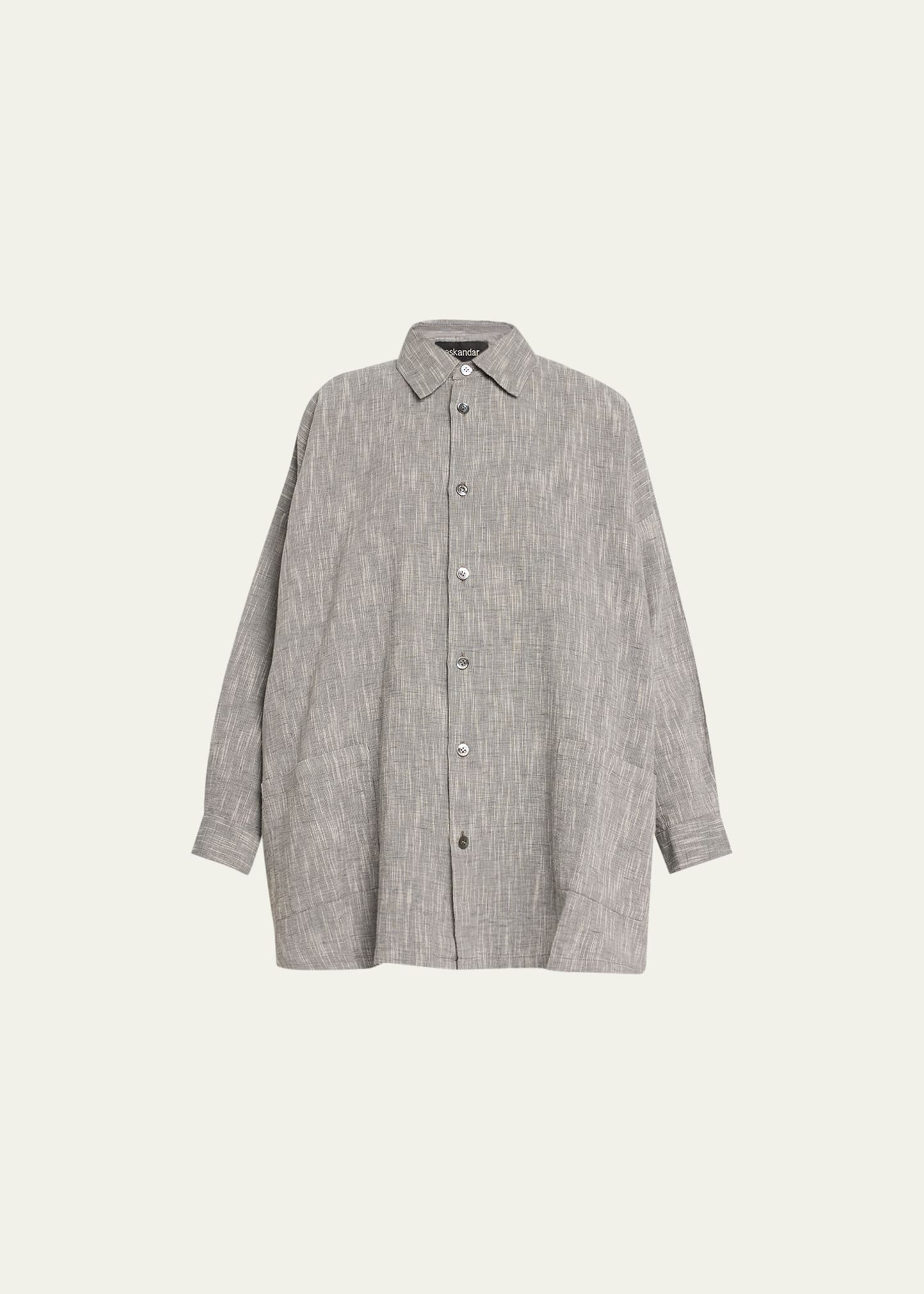 Wide A-Line Shirt Jacket With Collar (Long Length)