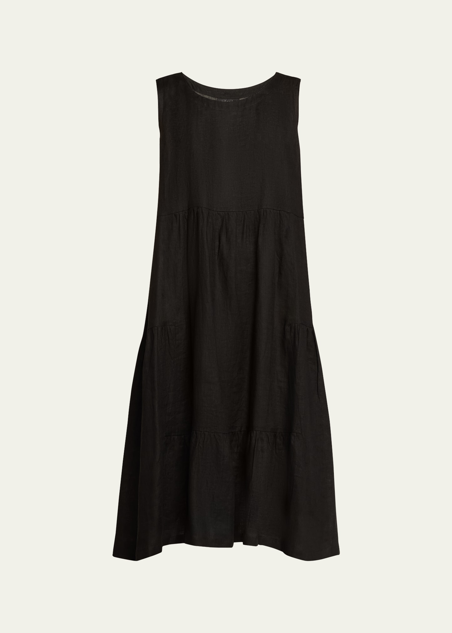 Eskandar Tiered Pleated Sleeveless Dress In Black
