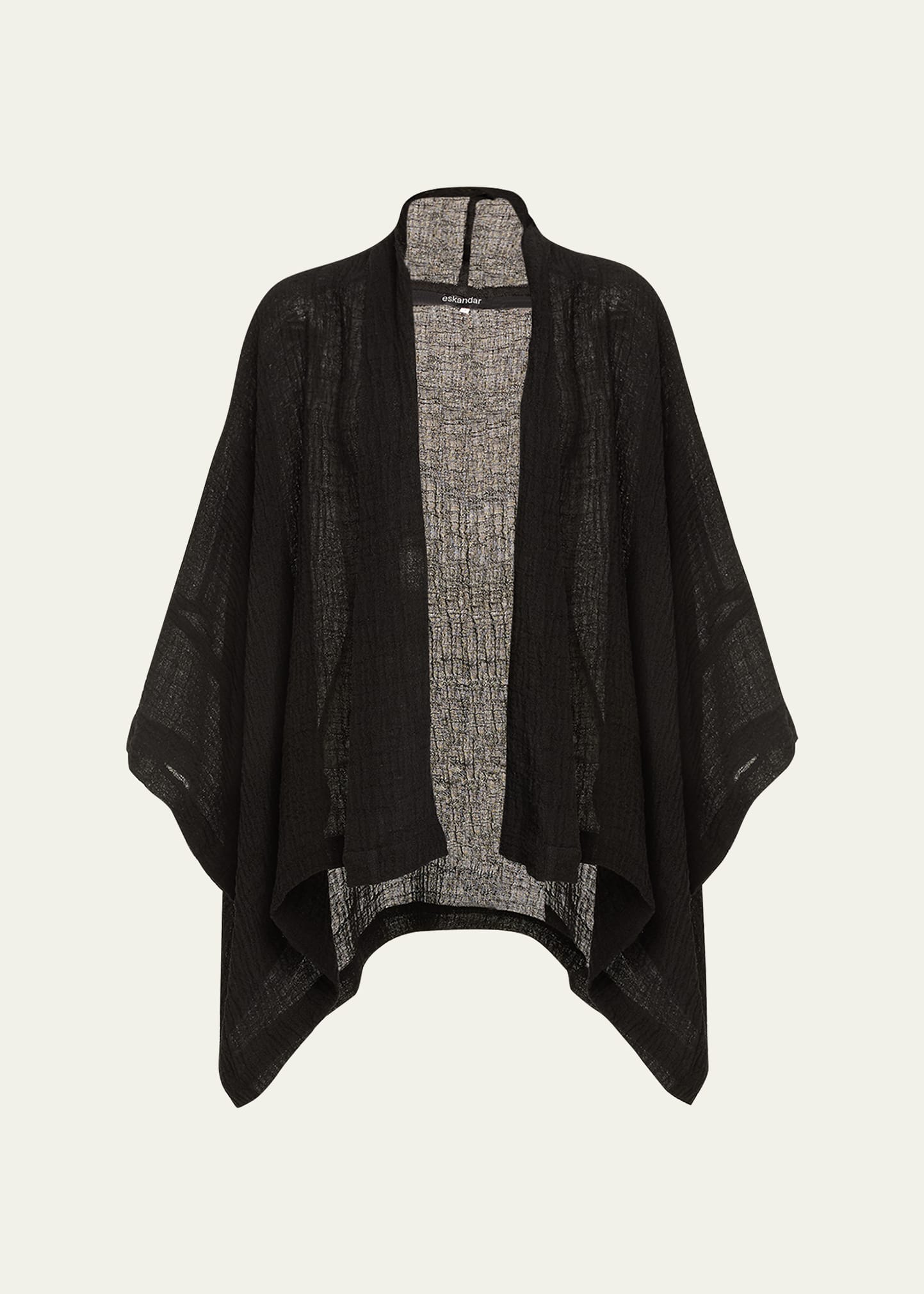 Eskandar Wide Scrunch Shawl Collar Jacket (mid Plus Length) In Black