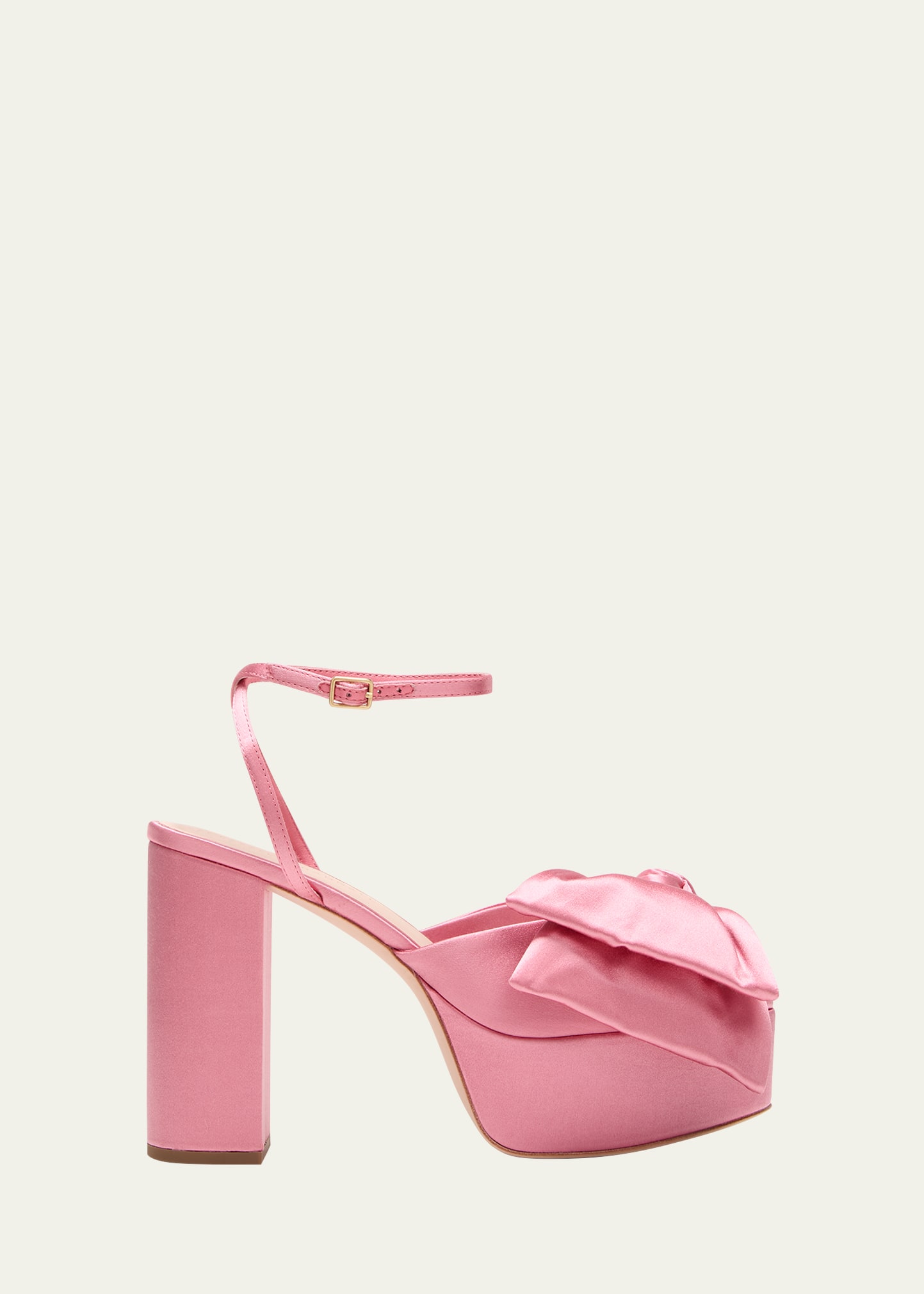 Shop Loeffler Randall Kiki Satin Bow Platform Sandals In Blush