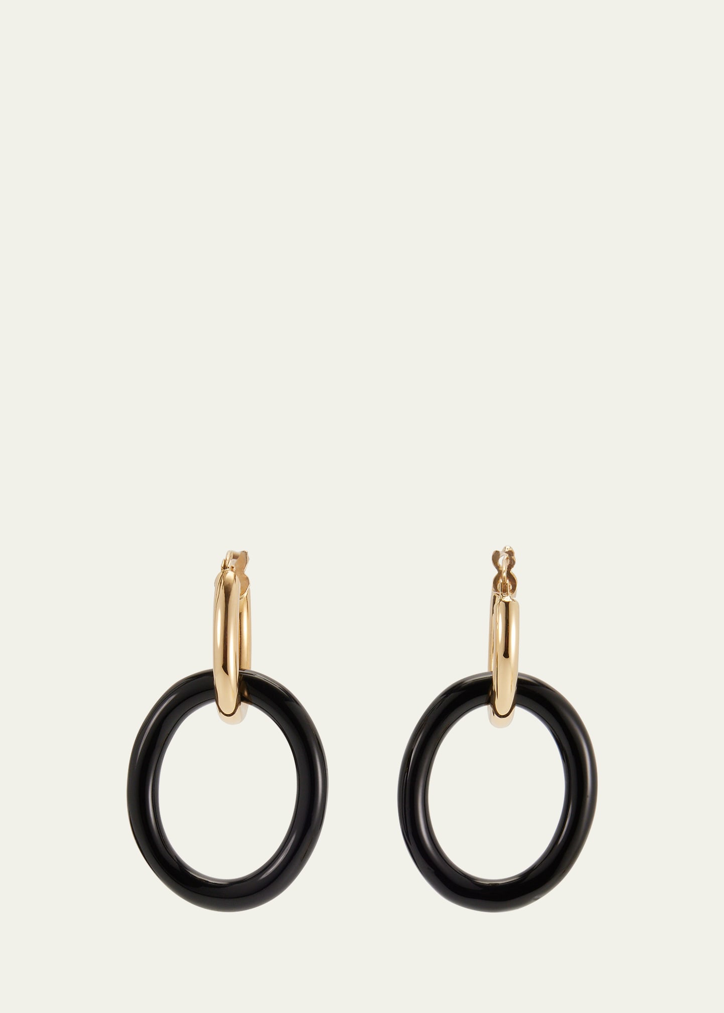 18K Yellow Gold Small Black Onyx Mama Earrings