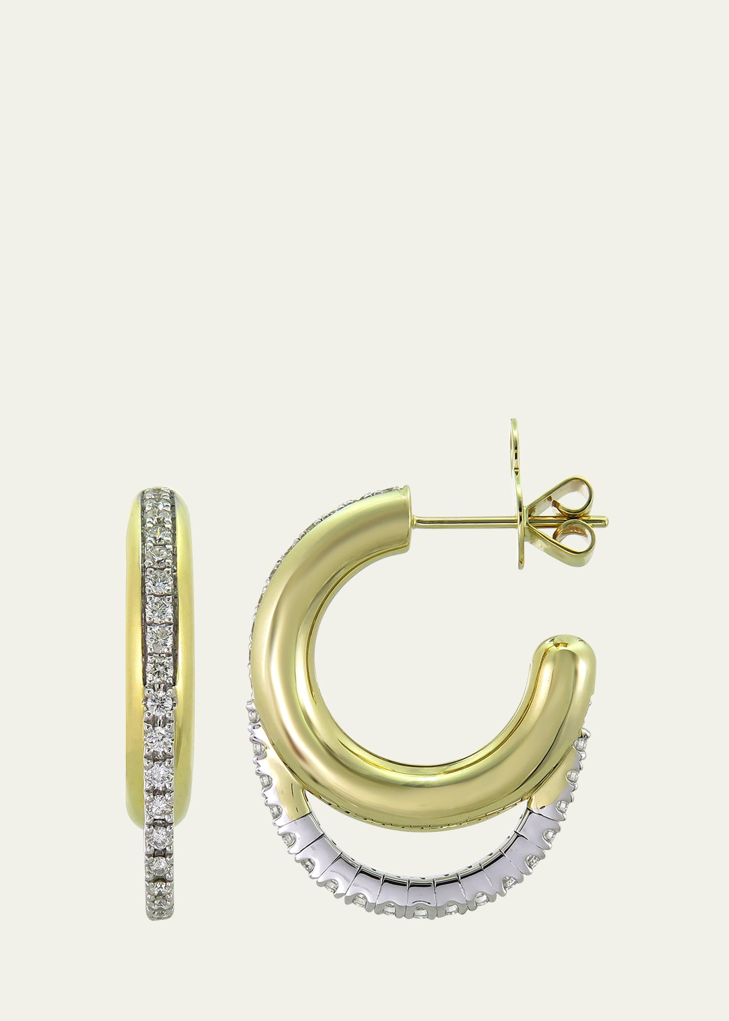 Type Jewelry 14k Yellow Gold Tube Drip Hoop Earrings With Diamonds In Yg