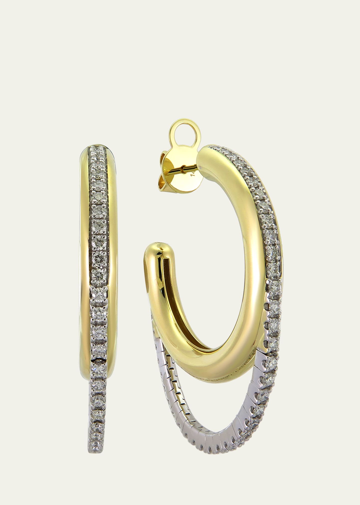 Type Jewelry 14k Yellow Gold Tube Drip Hoop Earrings With Diamonds In Yg