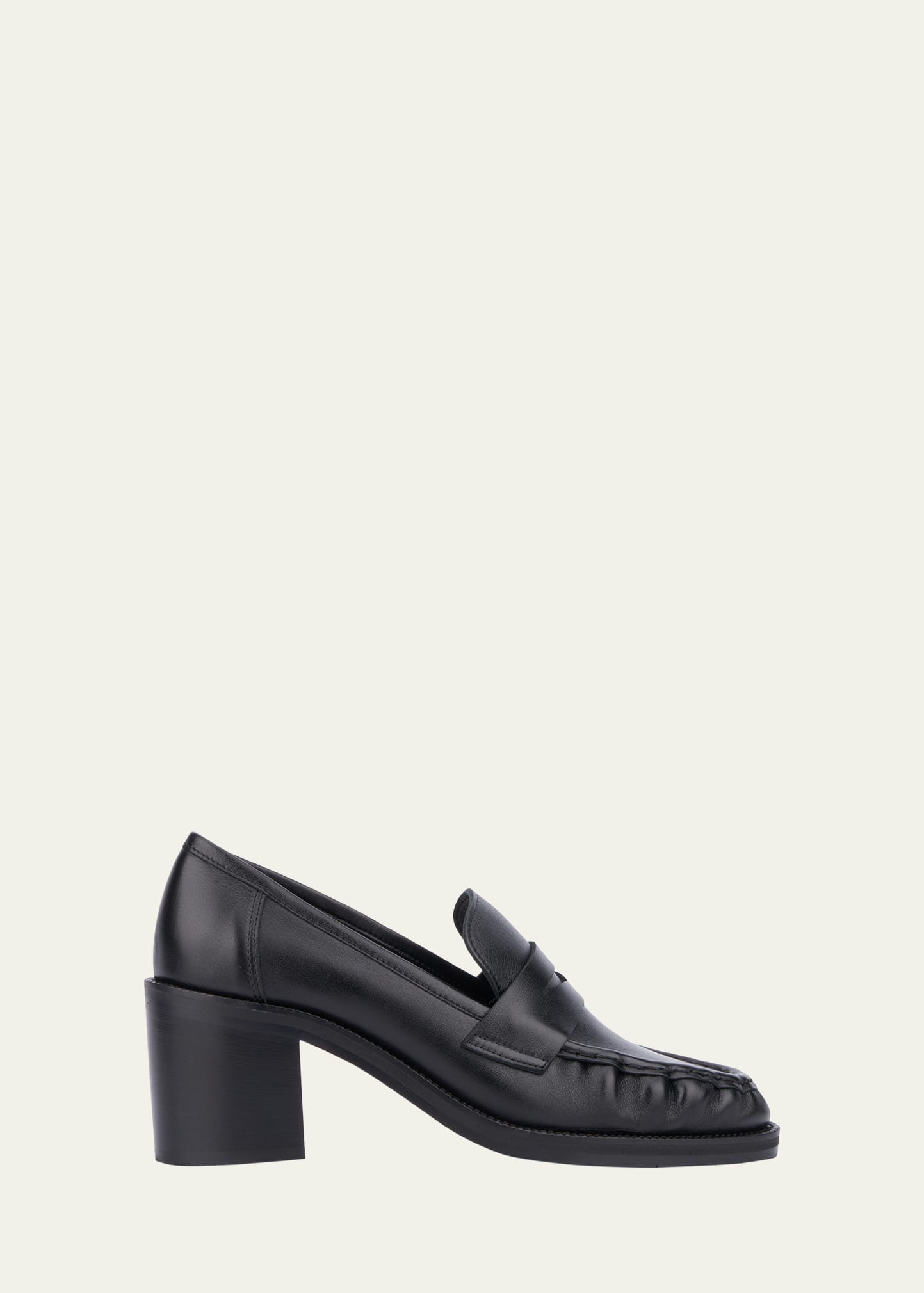 Shop Aquatalia Josette Leather Heeled Penny Loafers In Black