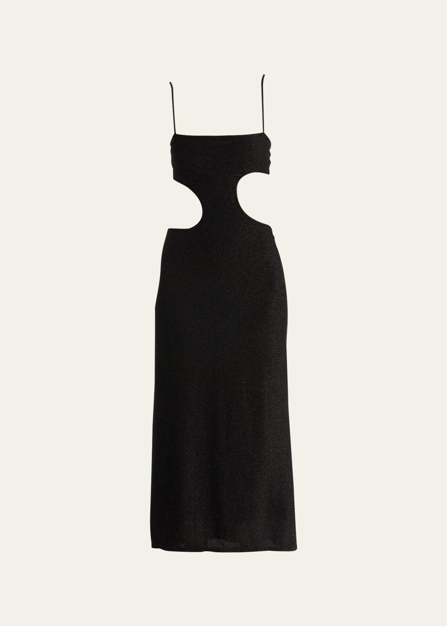 Shop Johanna Ortiz Sueo Costero Metallic Cutout Midi Dress In Black