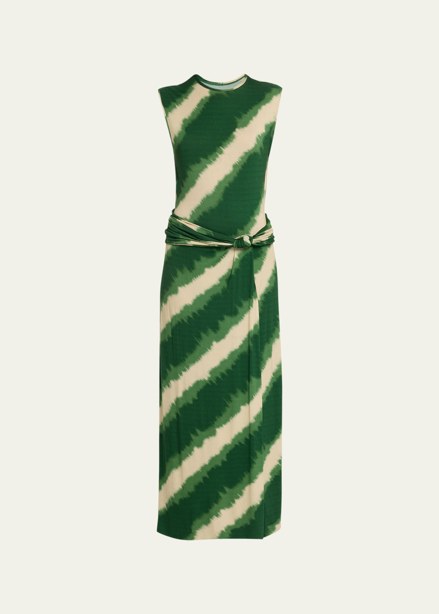Johanna Ortiz Wrapped In Color Knotted Printed Stretch-jersey Maxi Dress In Bias Greenecru