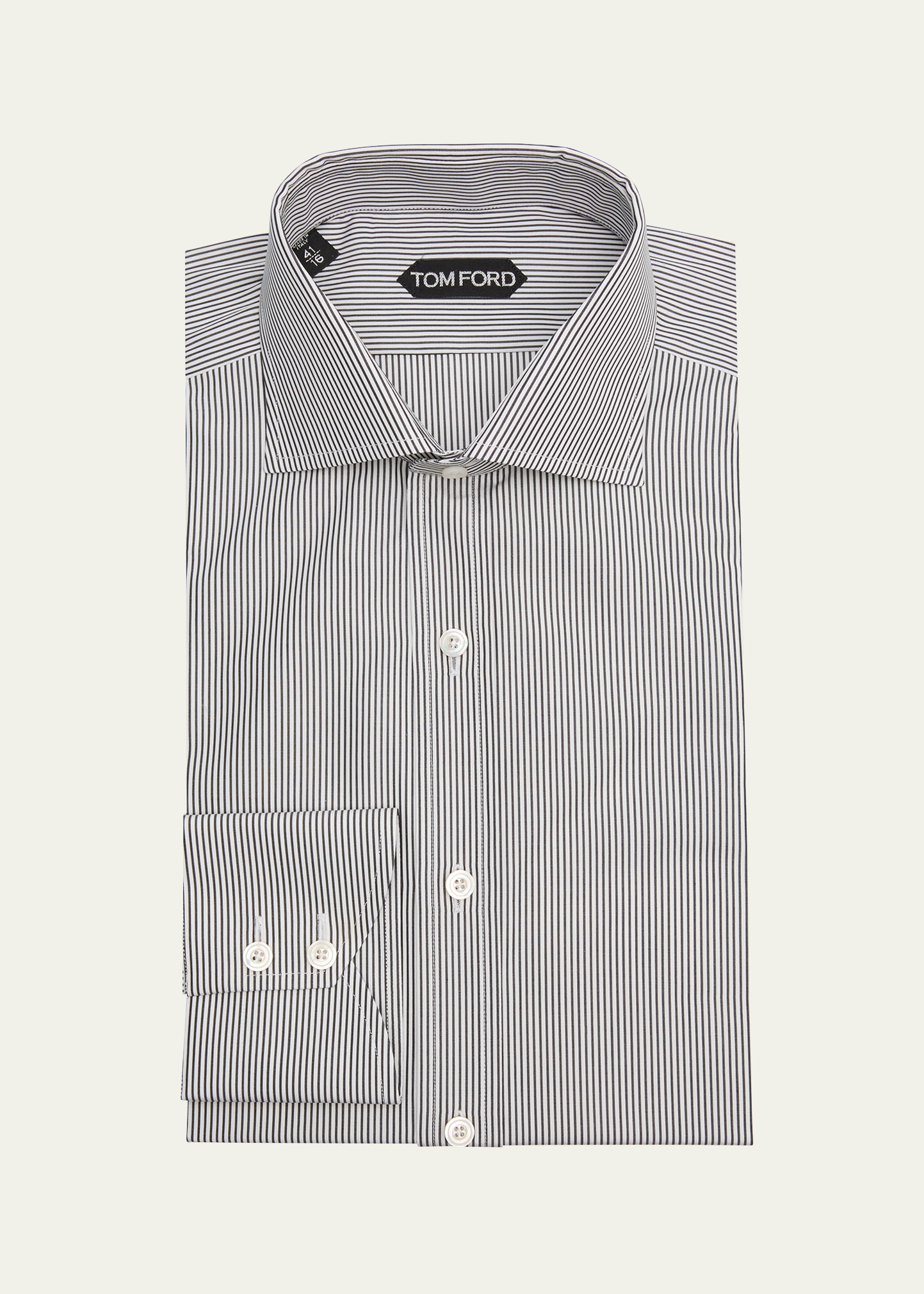 Tom Ford Men's Cotton Pinstripe Dress Shirt In White Bl
