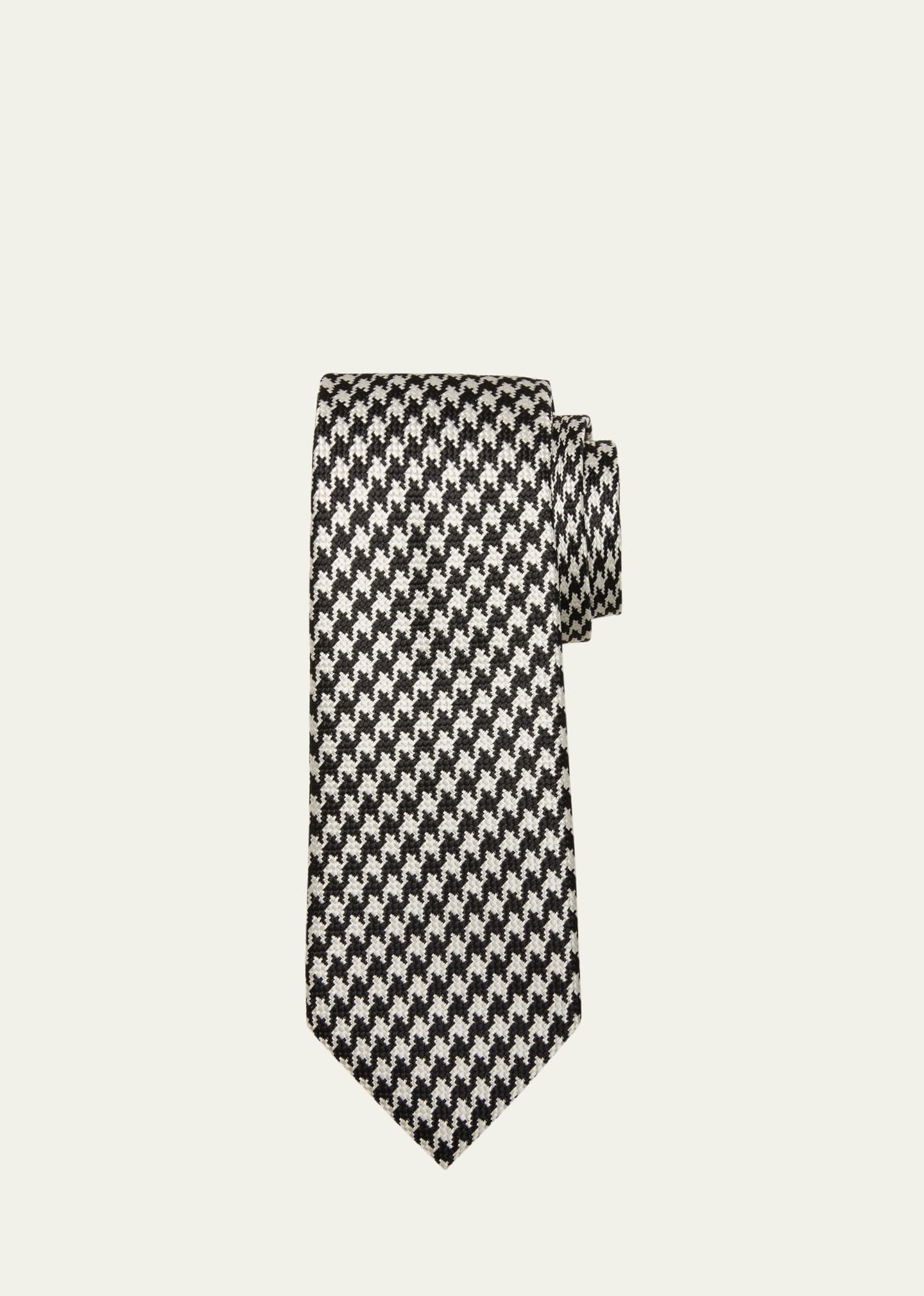 Tom Ford Men's Silk Houndstooth Tie In Black Wh