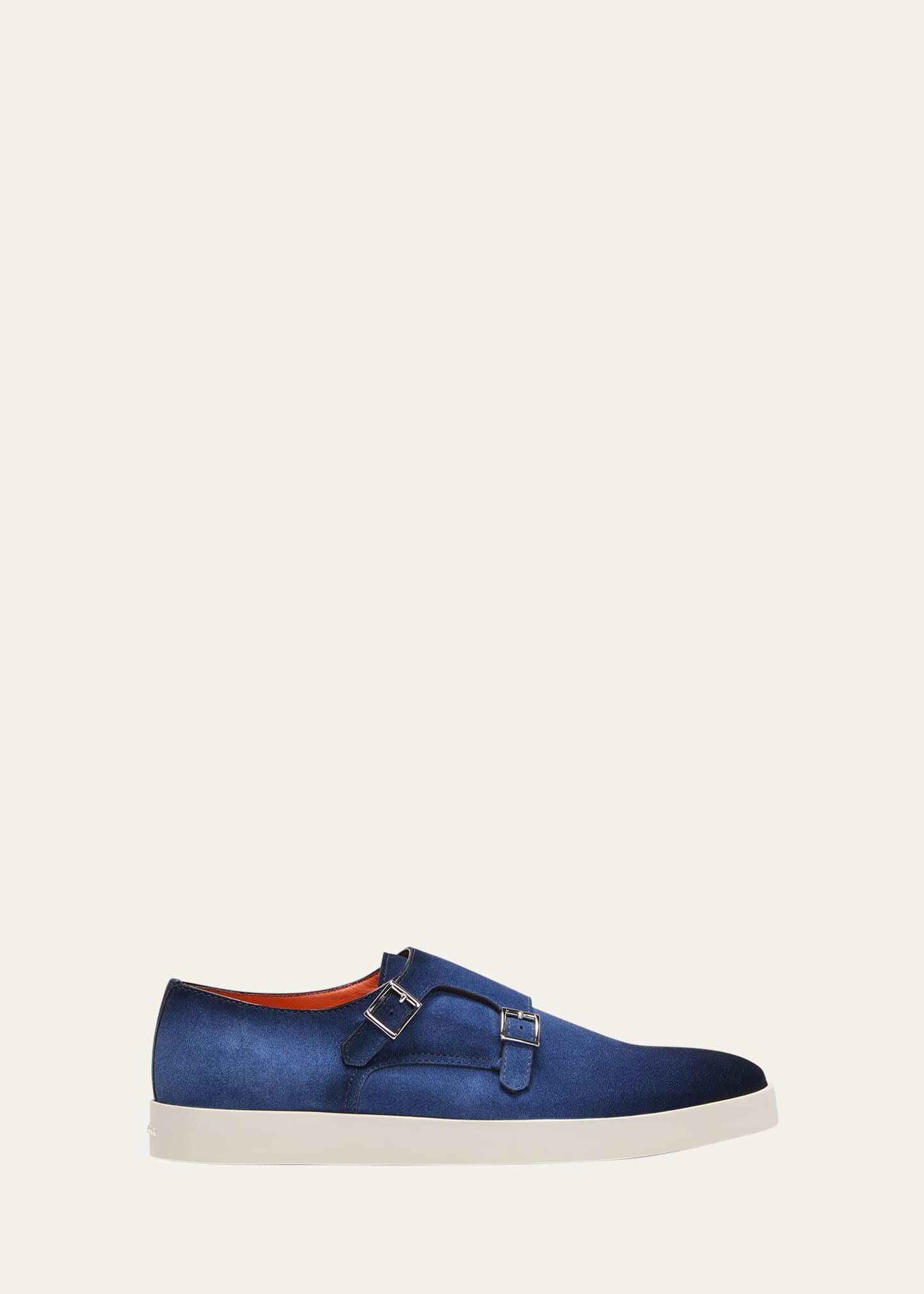 Santoni Men's Bankable Monk-strap Suede Sneakers In Blue